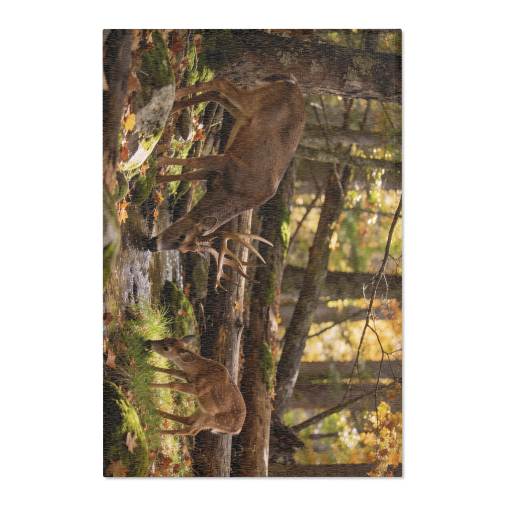 Deer Forest Area Rug — Rustic Woodland Wildlife Accent Rug