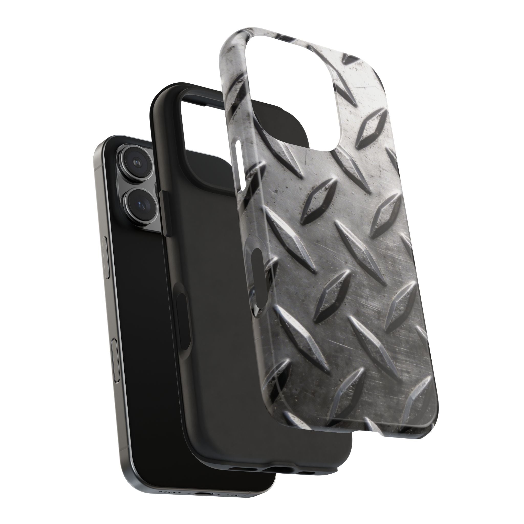 Diamond Plate Tough Phone Case — Industrial Metal Texture Protective Cover