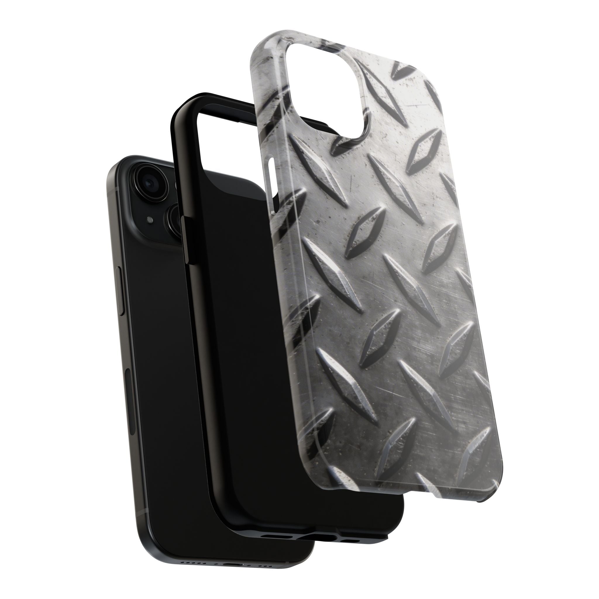 Diamond Plate Tough Phone Case — Industrial Metal Texture Protective Cover