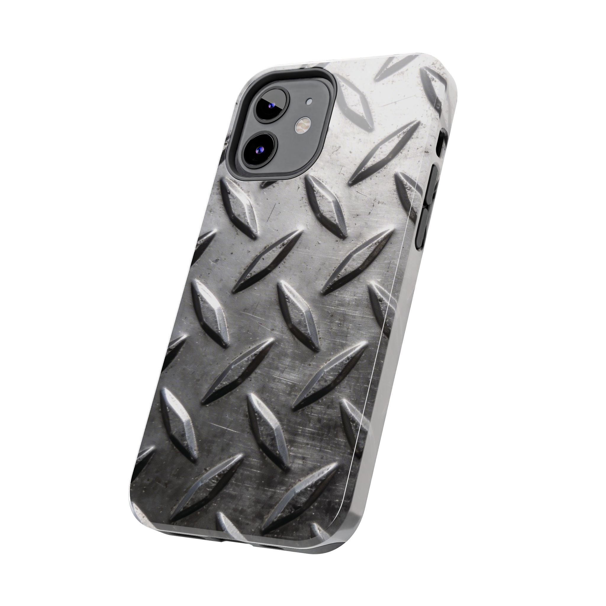 Diamond Plate Tough Phone Case — Industrial Metal Texture Protective Cover