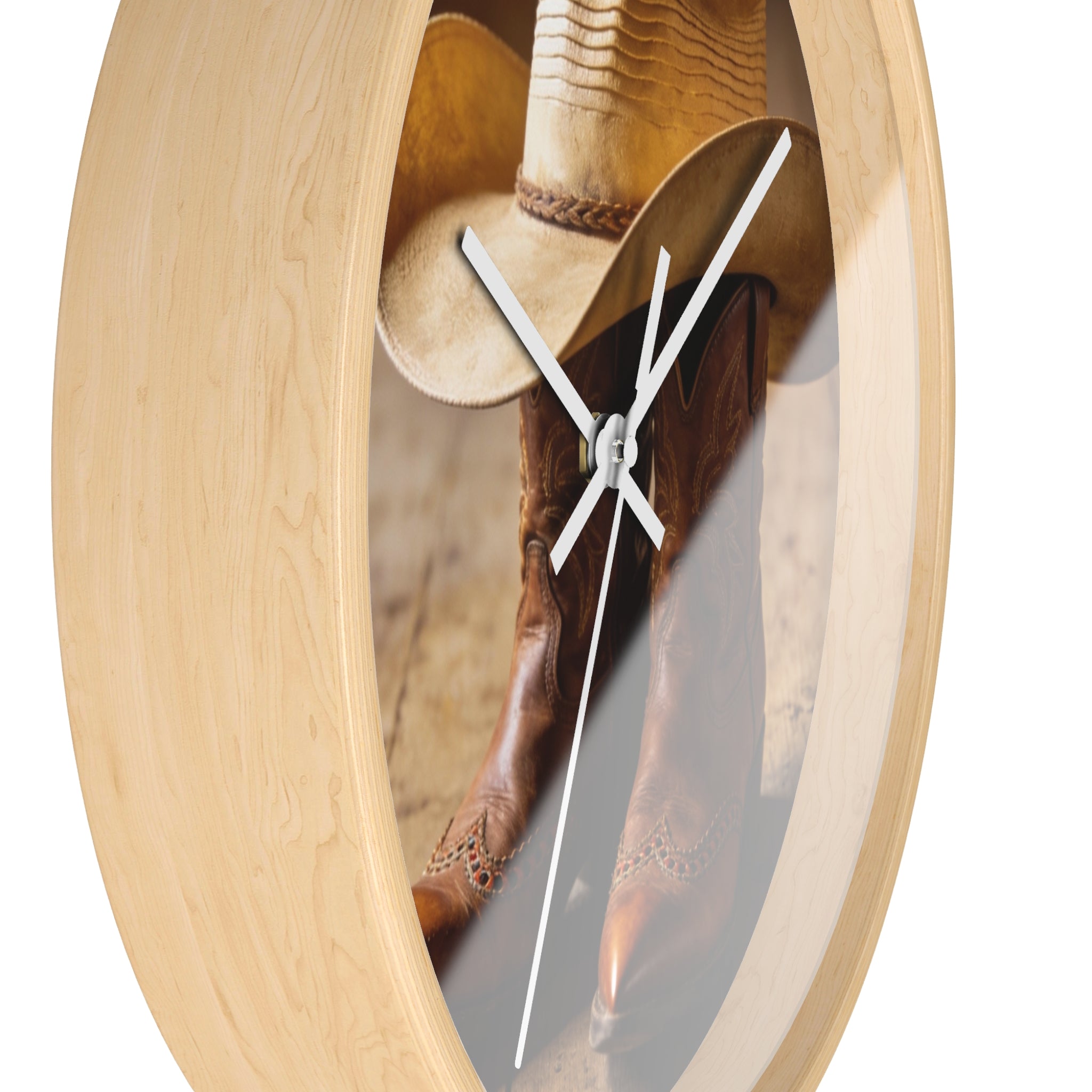 Cowboy Boots & Hat Wall Clock — Rustic Western Home Decor