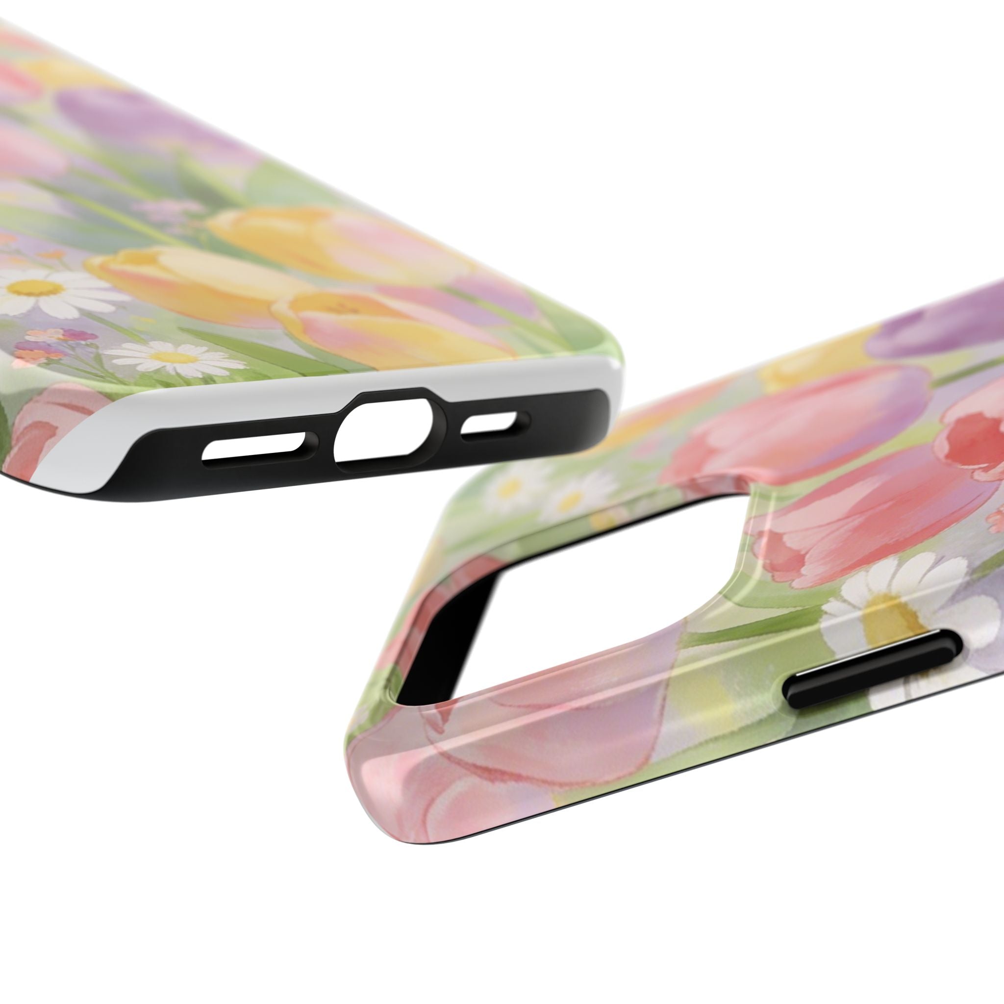 Floral Tulip Tough Phone Case — Pastel Watercolor Flowers Protective Cover