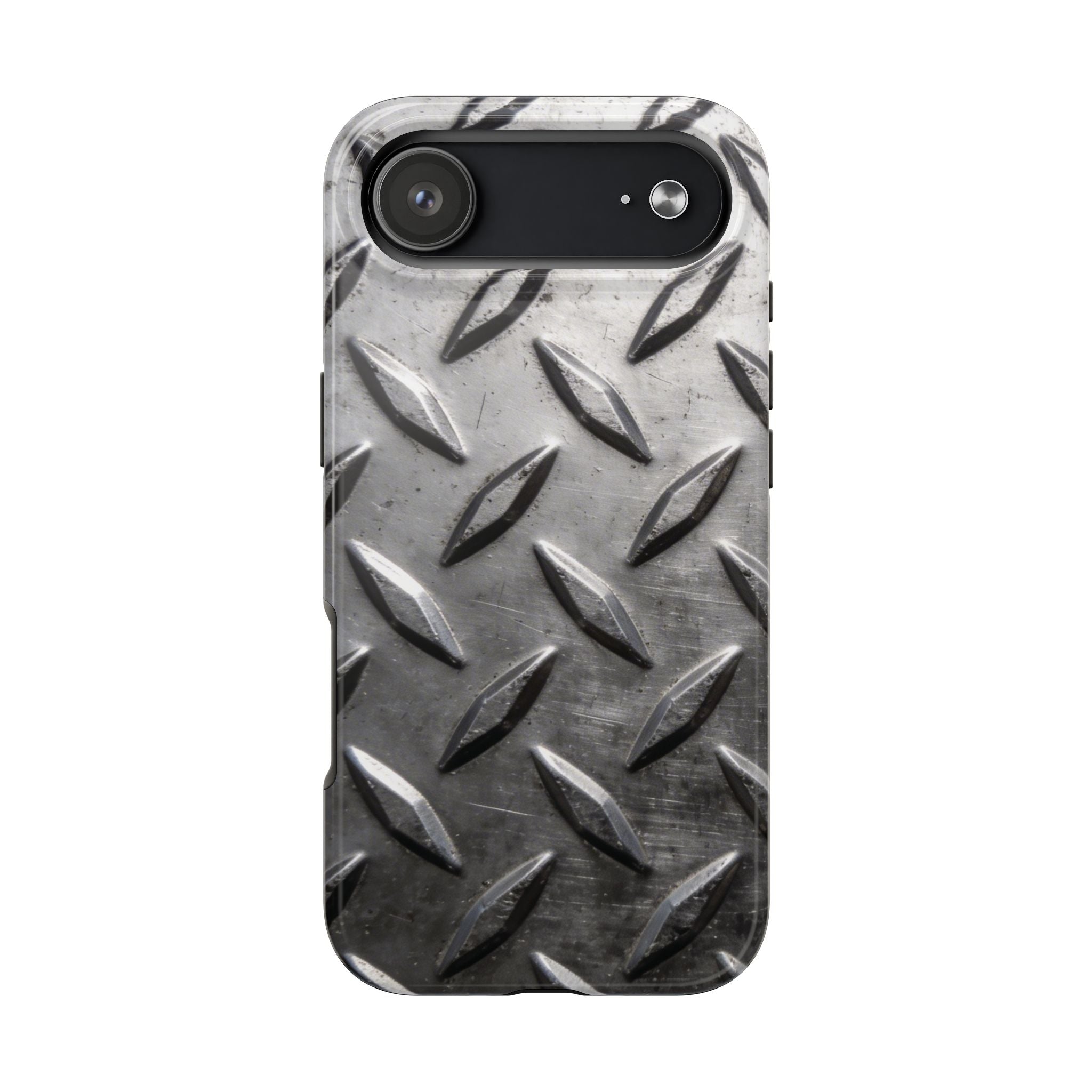 Diamond Plate Tough Phone Case — Industrial Metal Texture Protective Cover