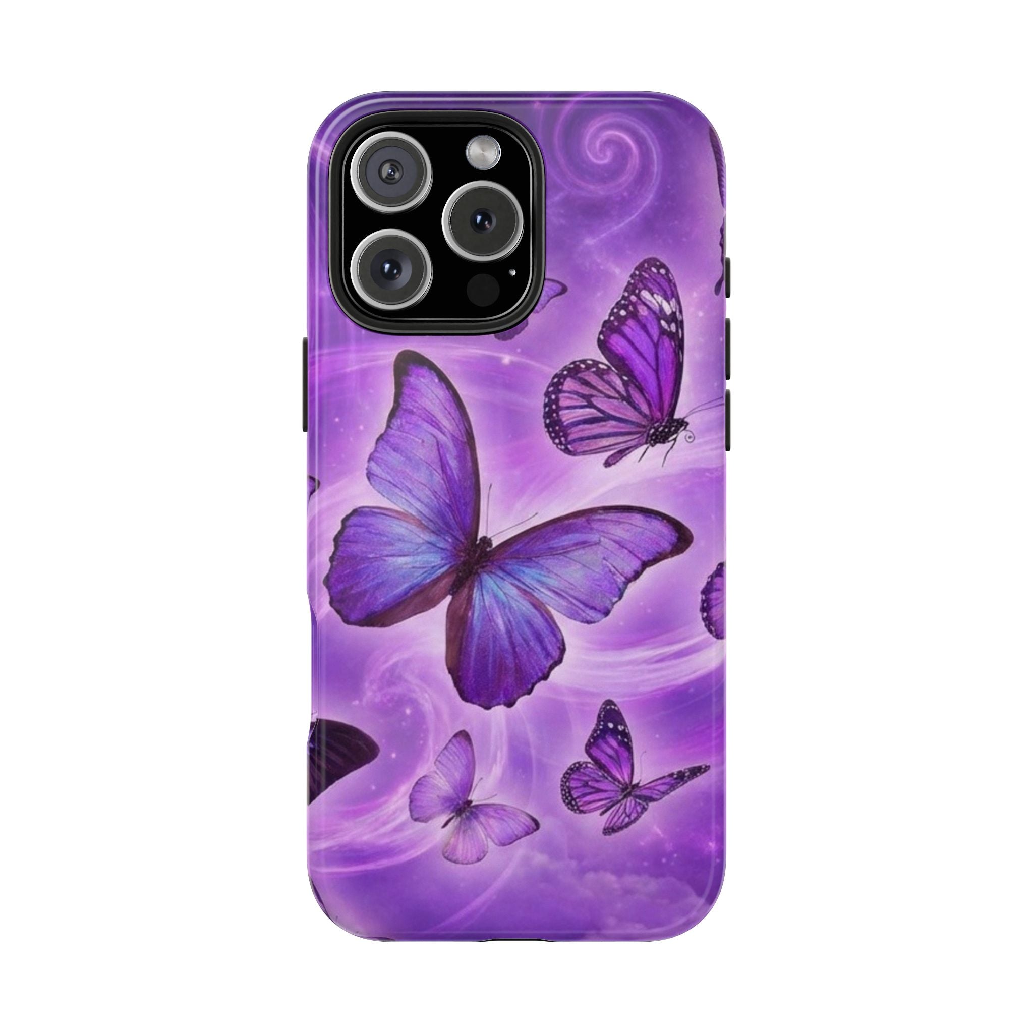 Purple Butterfly Tough Phone Case — Protective iPhone Case with Violet Butterflies