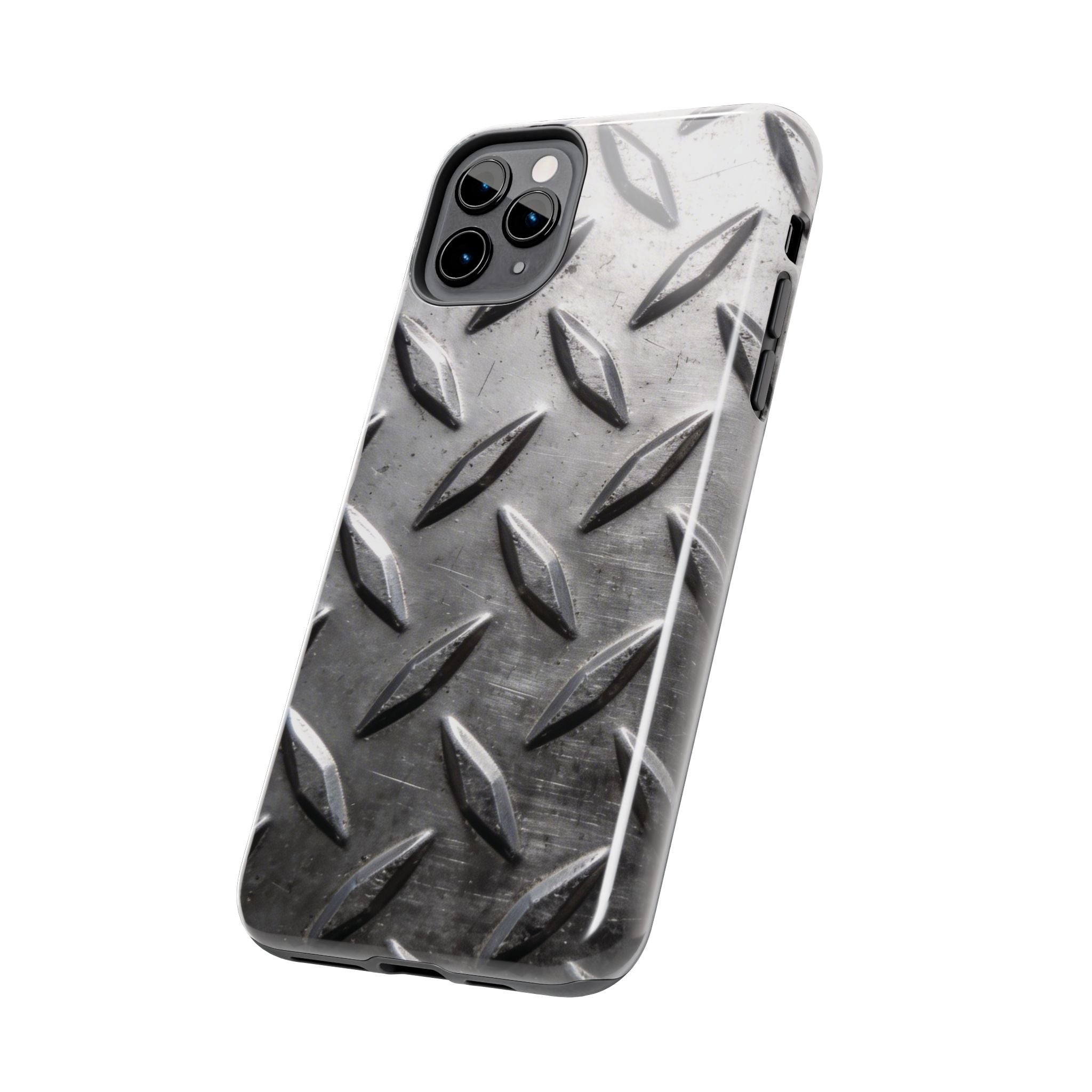 Diamond Plate Tough Phone Case — Industrial Metal Texture Protective Cover