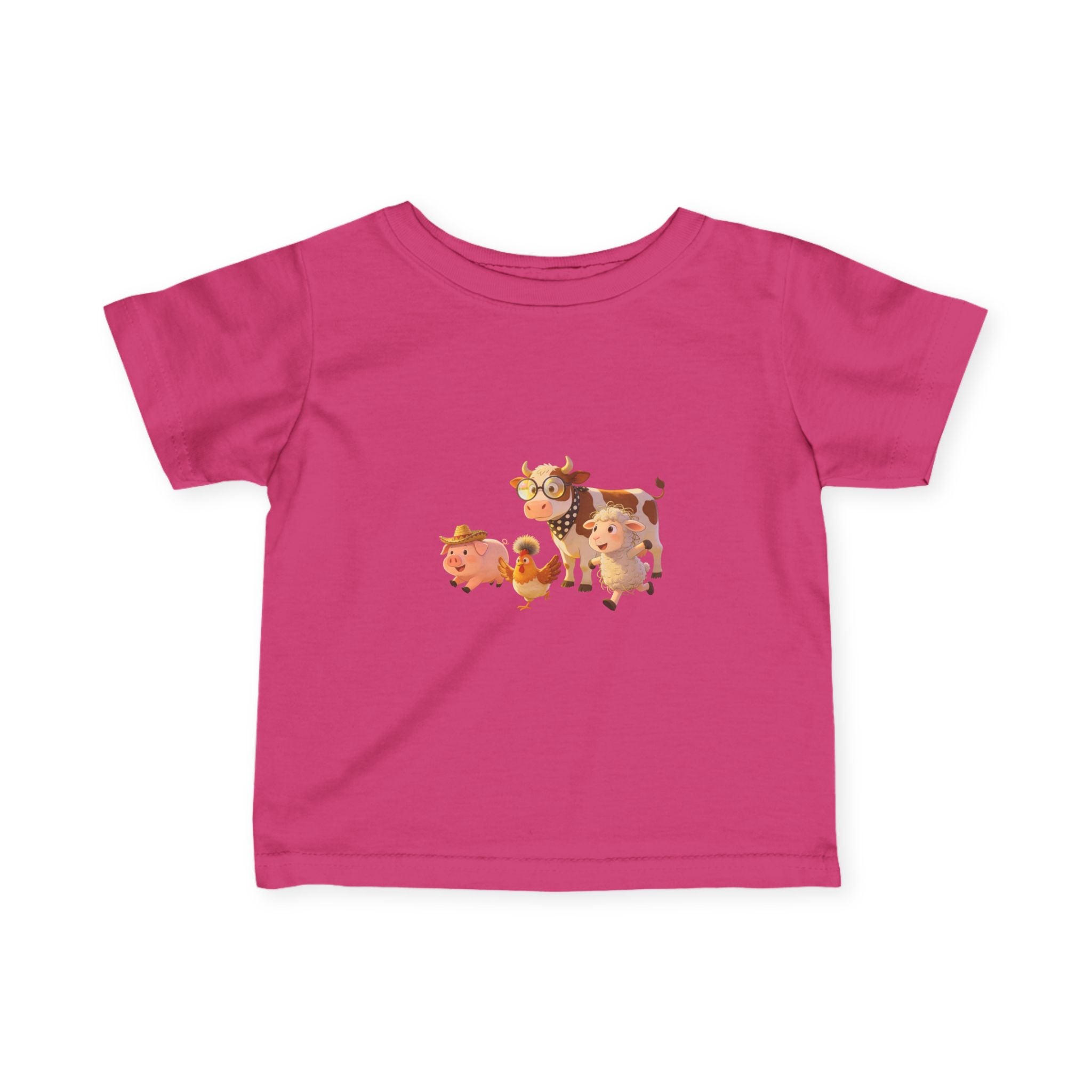 Toddler T-Shirt — Cute Farm Friends Graphic Tee (Cow, Pig, Chicken, Lamb)
