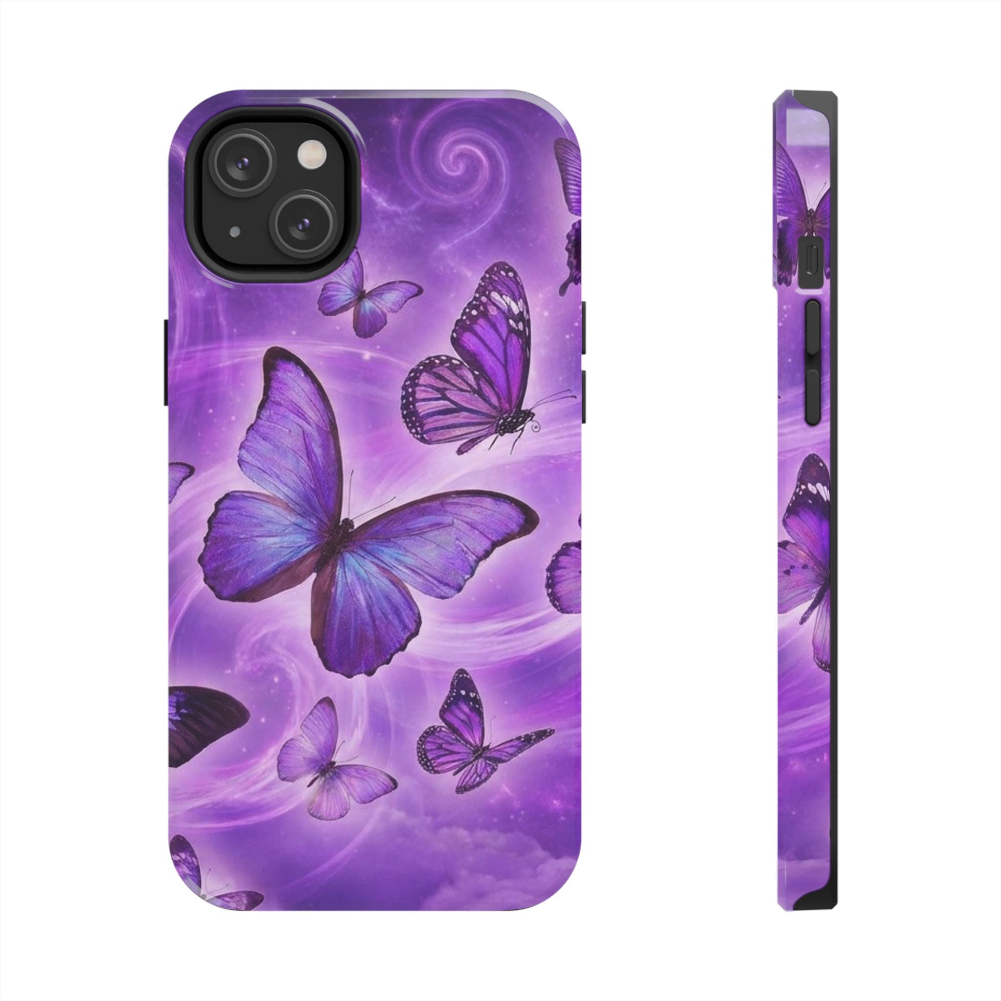 Purple Butterfly Tough Phone Case — Protective iPhone Case with Violet Butterflies
