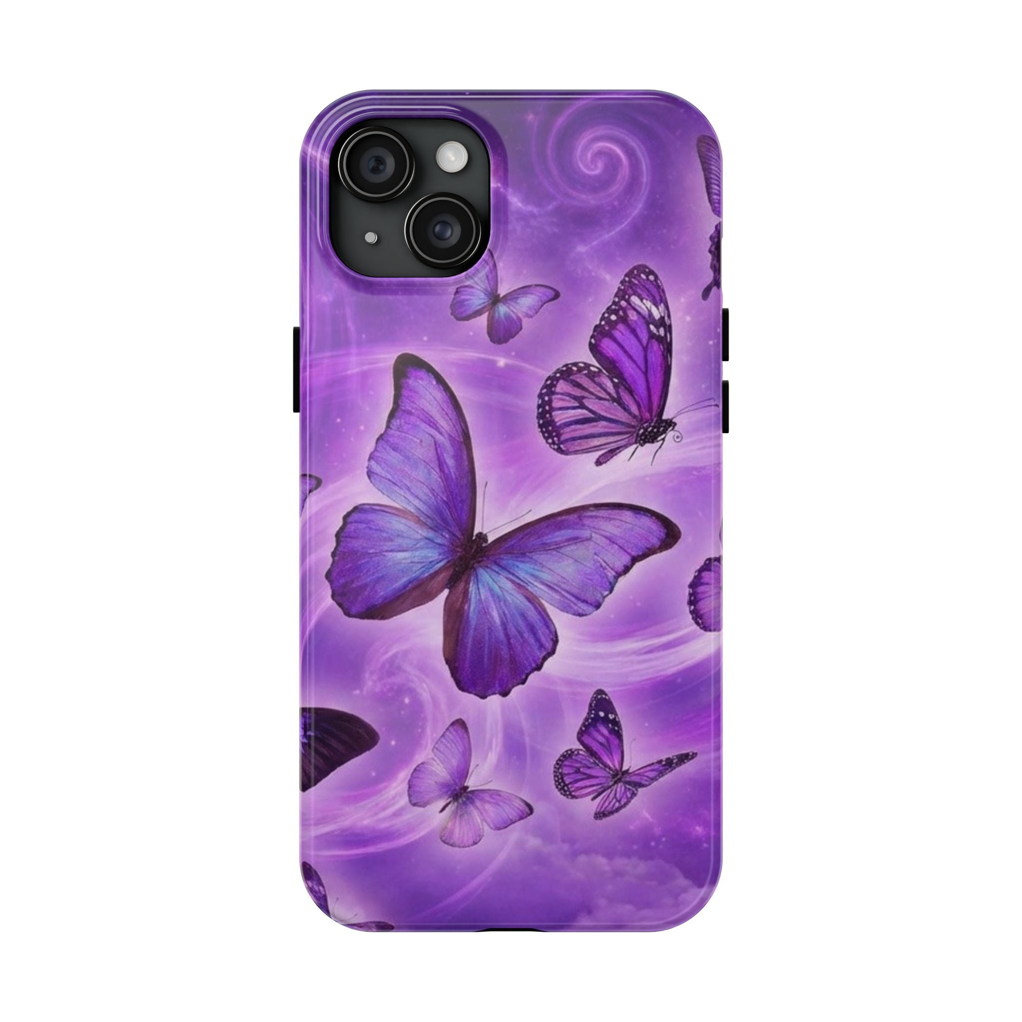 Purple Butterfly Tough Phone Case — Protective iPhone Case with Violet Butterflies