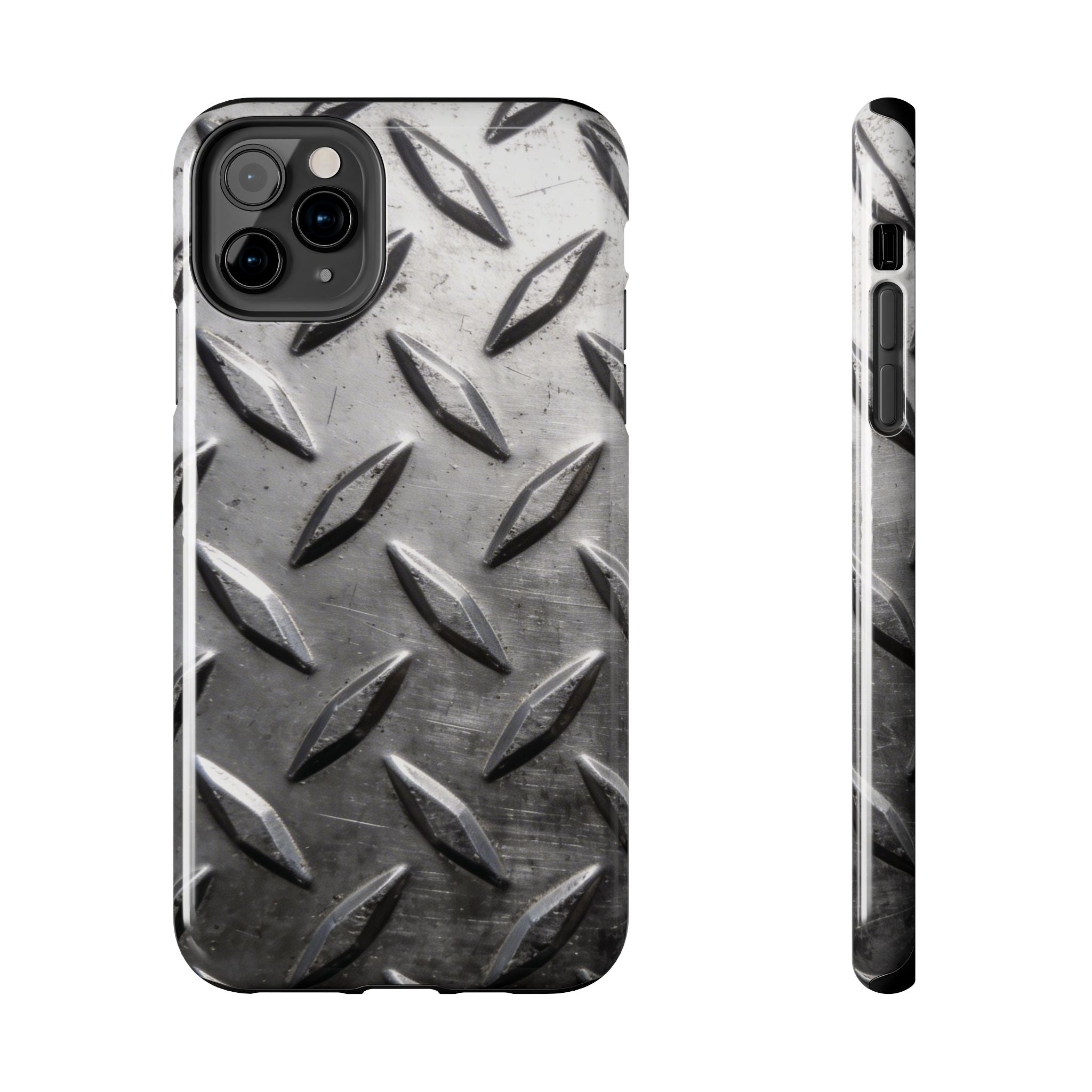 Diamond Plate Tough Phone Case — Industrial Metal Texture Protective Cover
