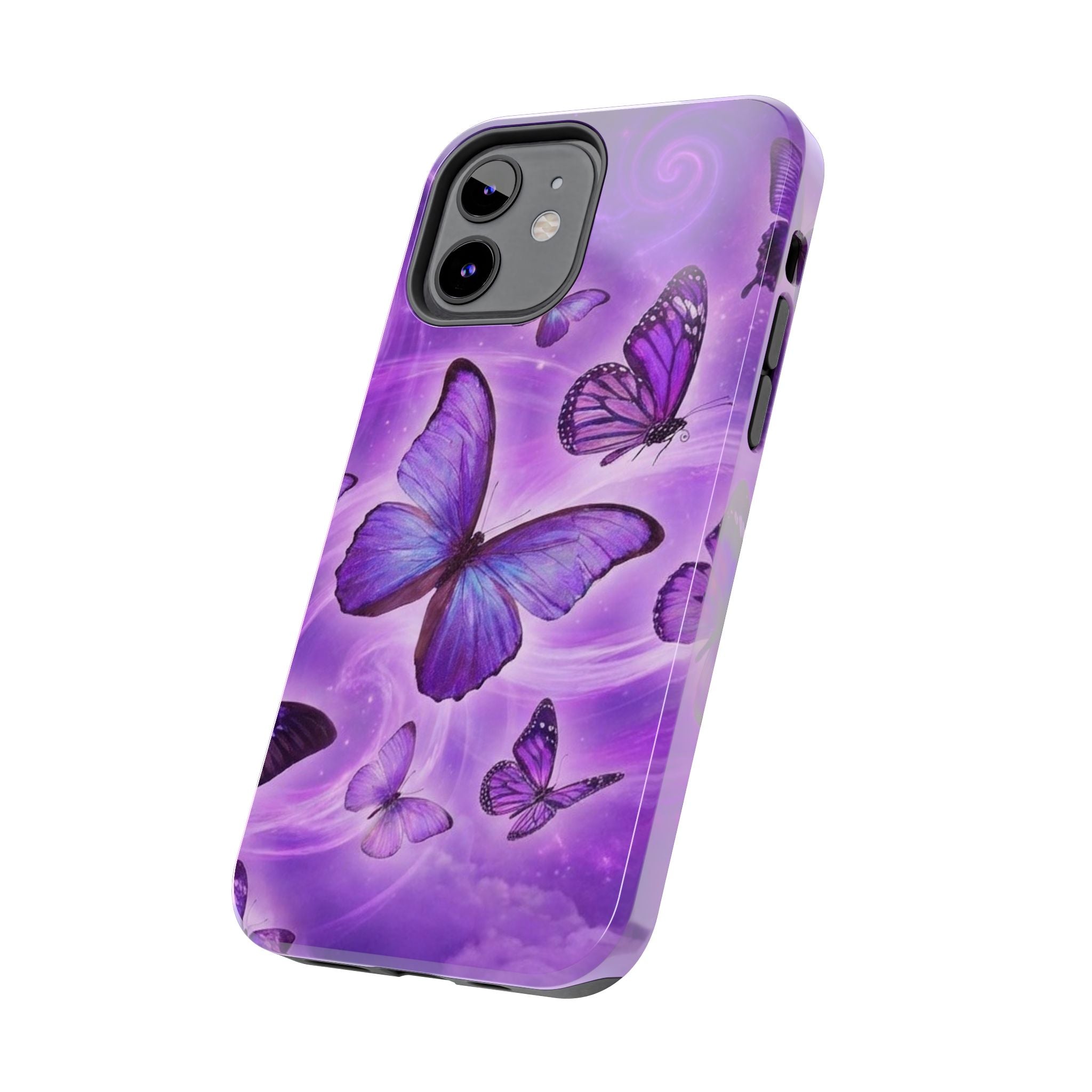 Purple Butterfly Tough Phone Case — Protective iPhone Case with Violet Butterflies