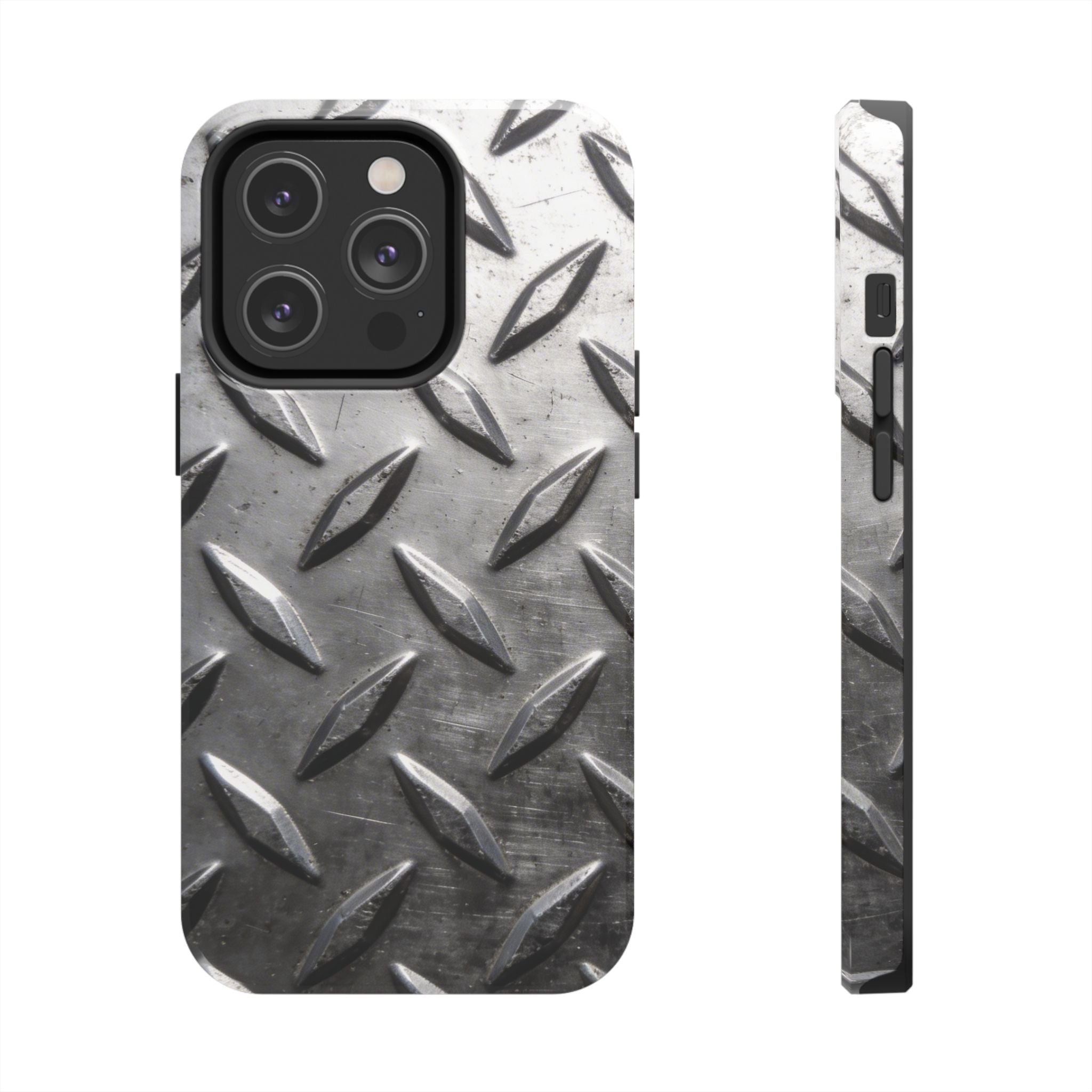 Diamond Plate Tough Phone Case — Industrial Metal Texture Protective Cover