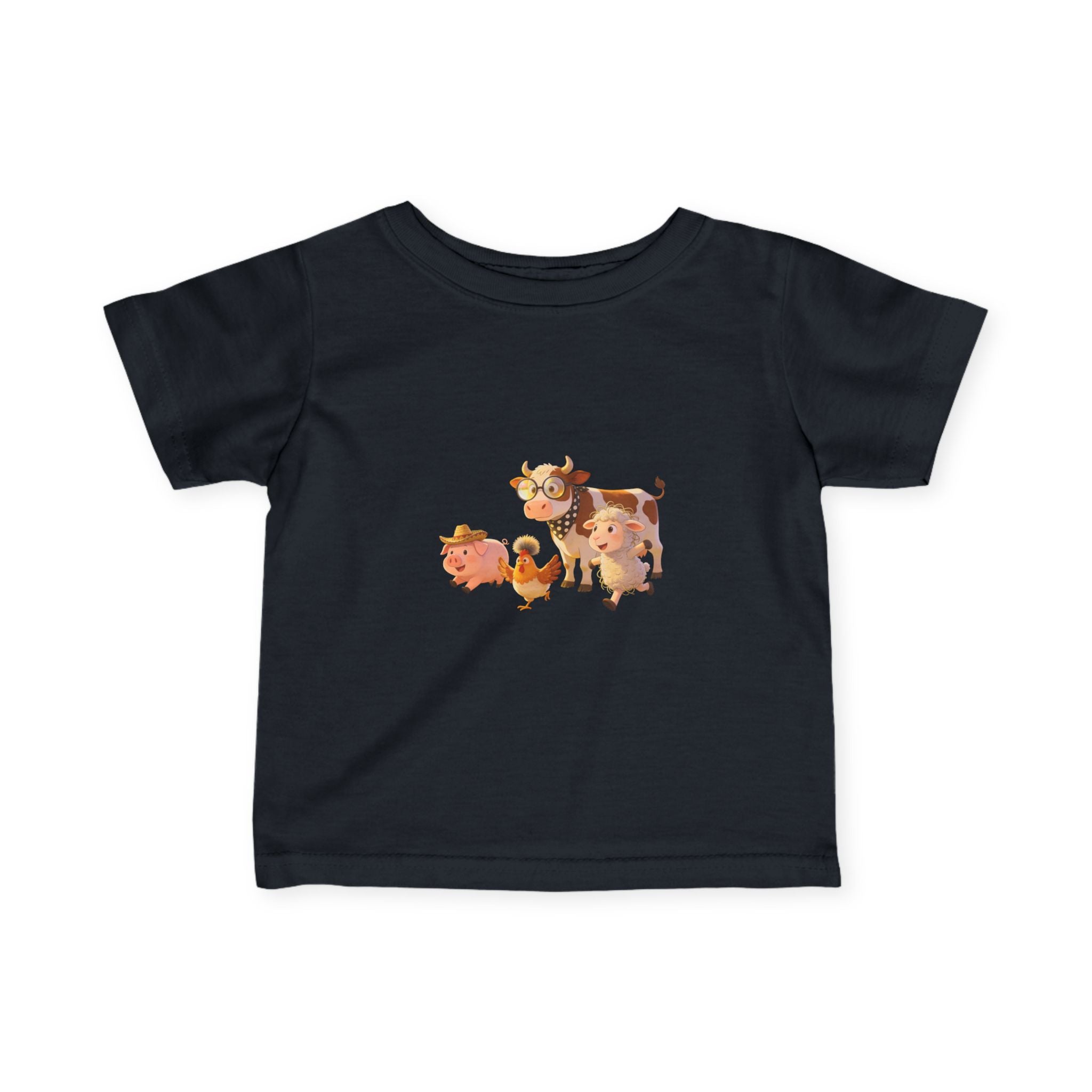 Toddler T-Shirt — Cute Farm Friends Graphic Tee (Cow, Pig, Chicken, Lamb)