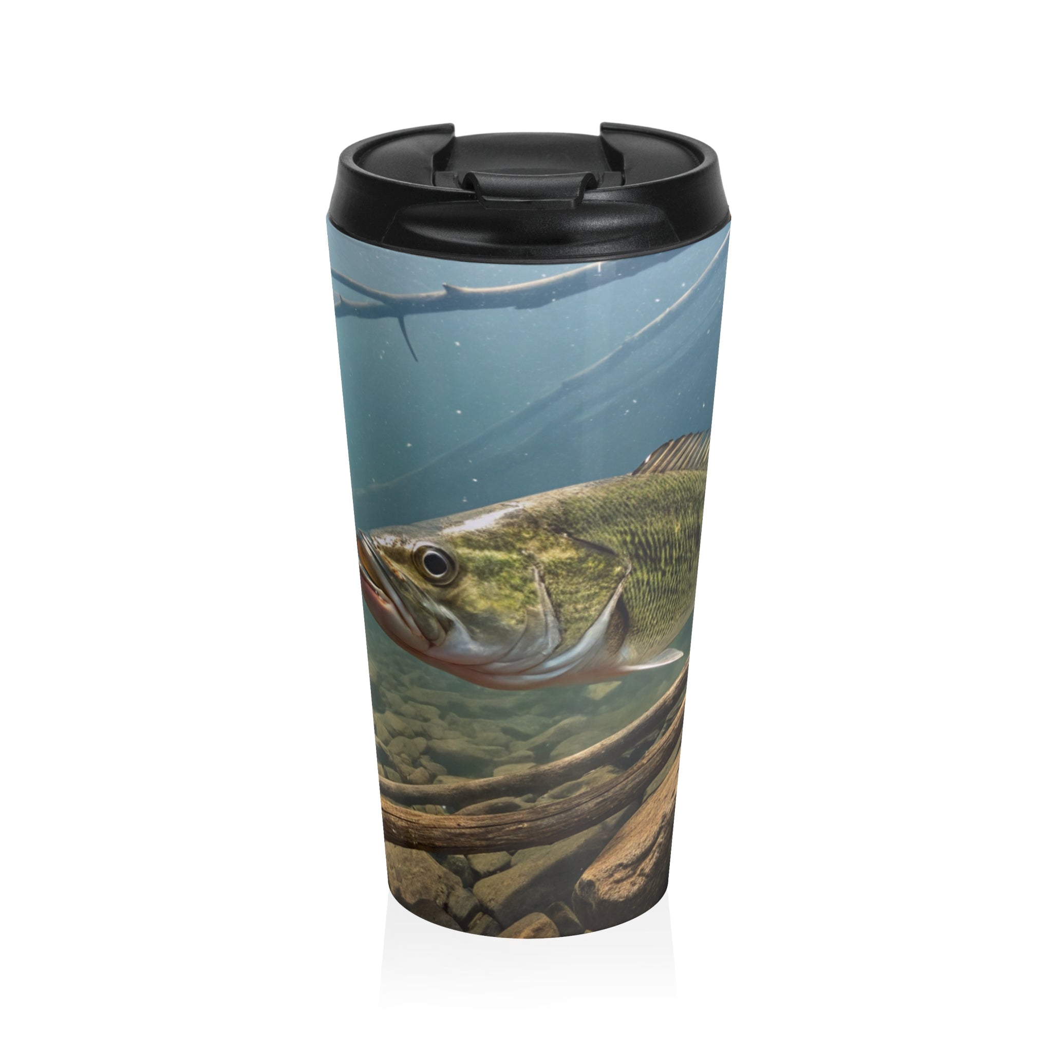 Bass Underwater Stainless Steel Travel Mug — Fishing Travel Tumbler