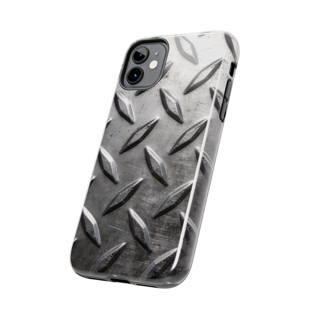 Diamond Plate Tough Phone Case — Industrial Metal Texture Protective Cover