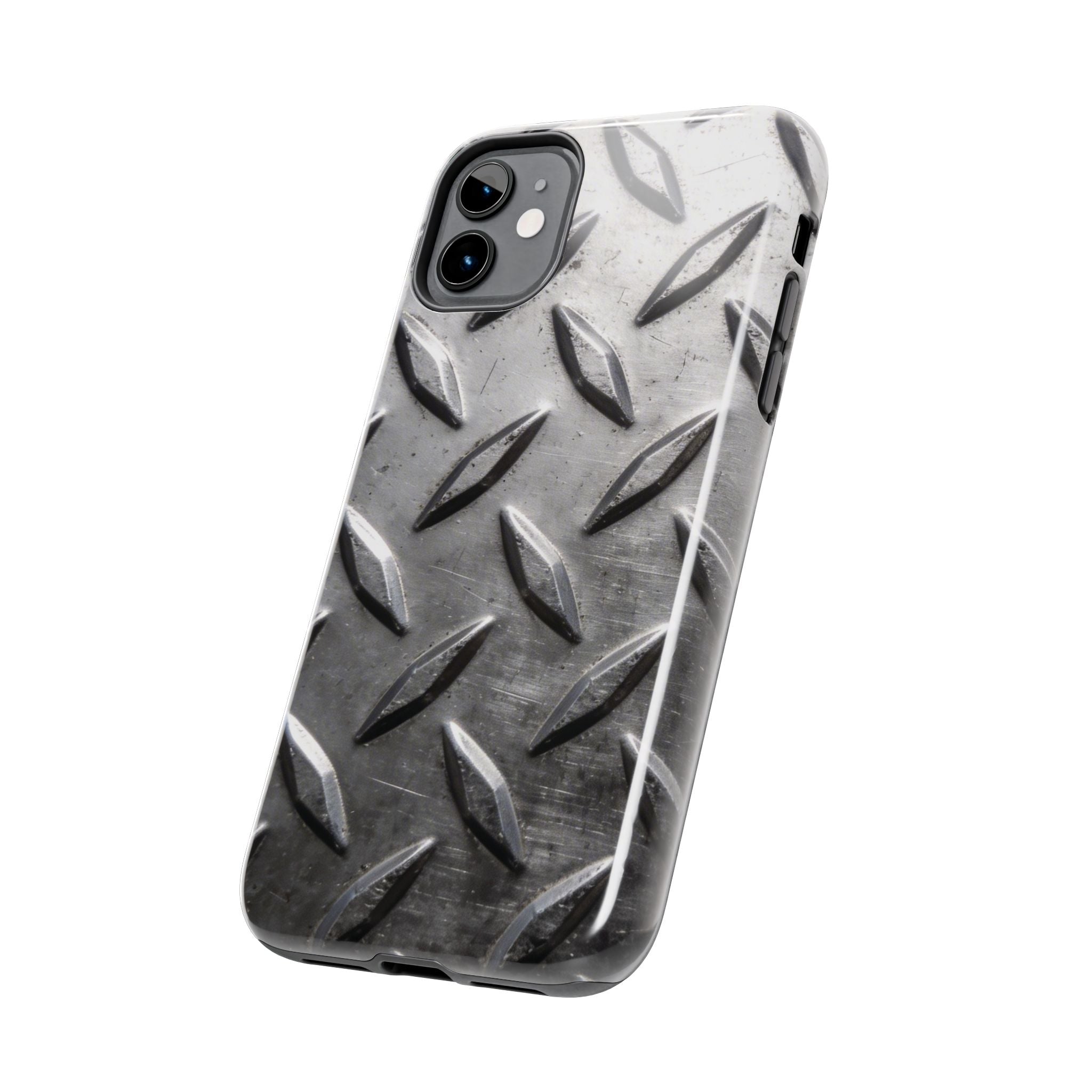 Diamond Plate Tough Phone Case — Industrial Metal Texture Protective Cover