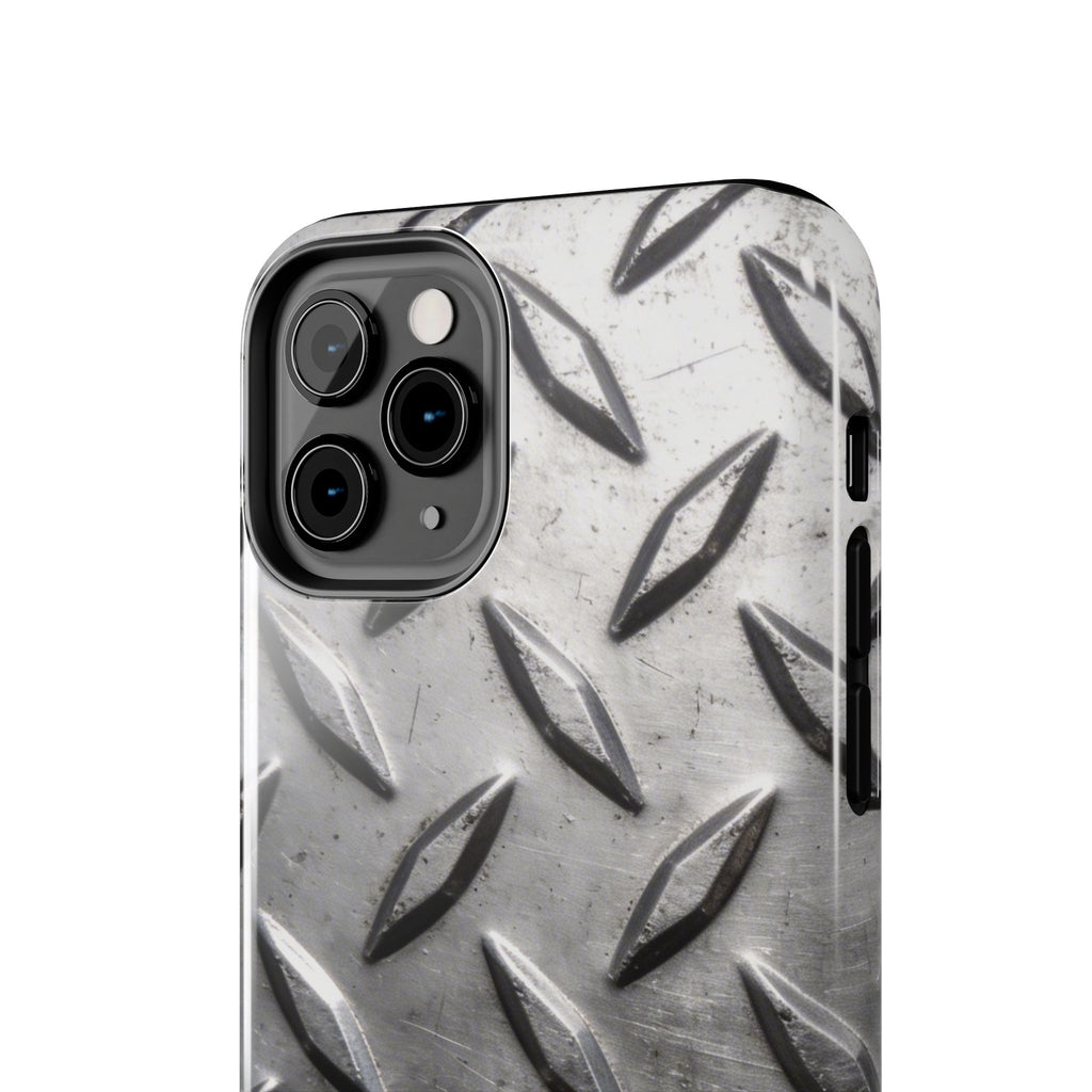 Diamond Plate Tough Phone Case — Industrial Metal Texture Protective Cover