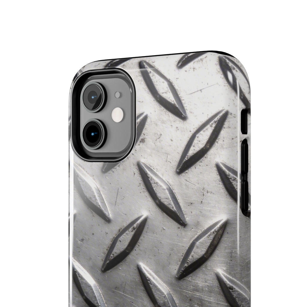 Diamond Plate Tough Phone Case — Industrial Metal Texture Protective Cover