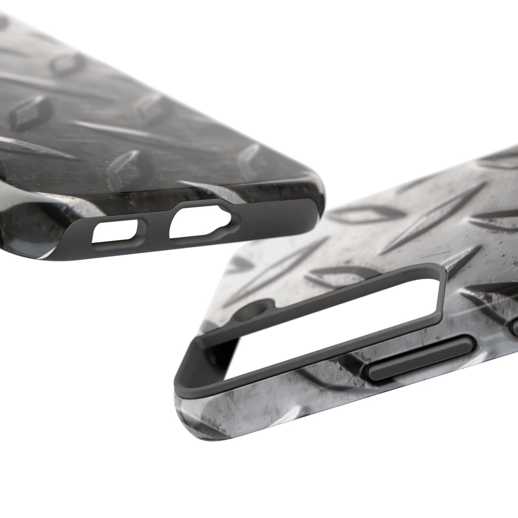 Diamond Plate Tough Phone Case — Industrial Metal Texture Protective Cover