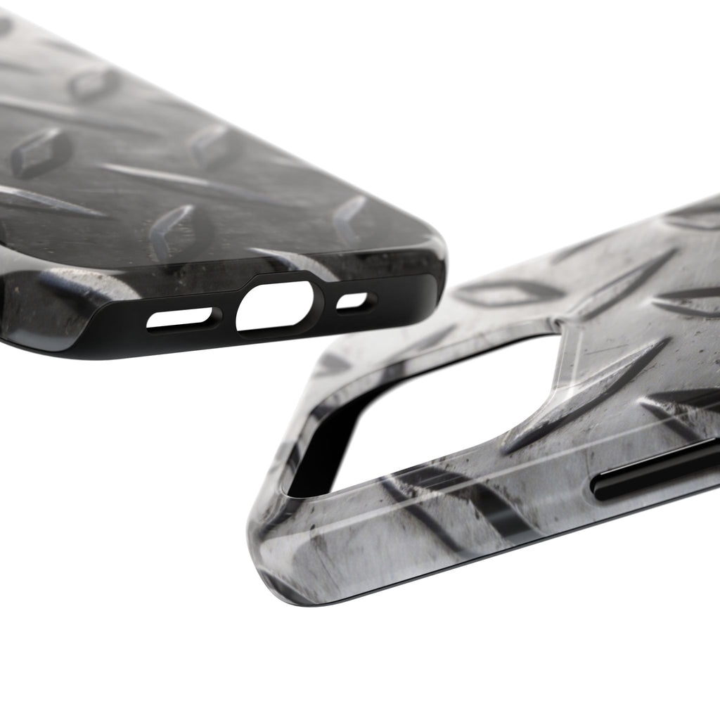 Diamond Plate Tough Phone Case — Industrial Metal Texture Protective Cover
