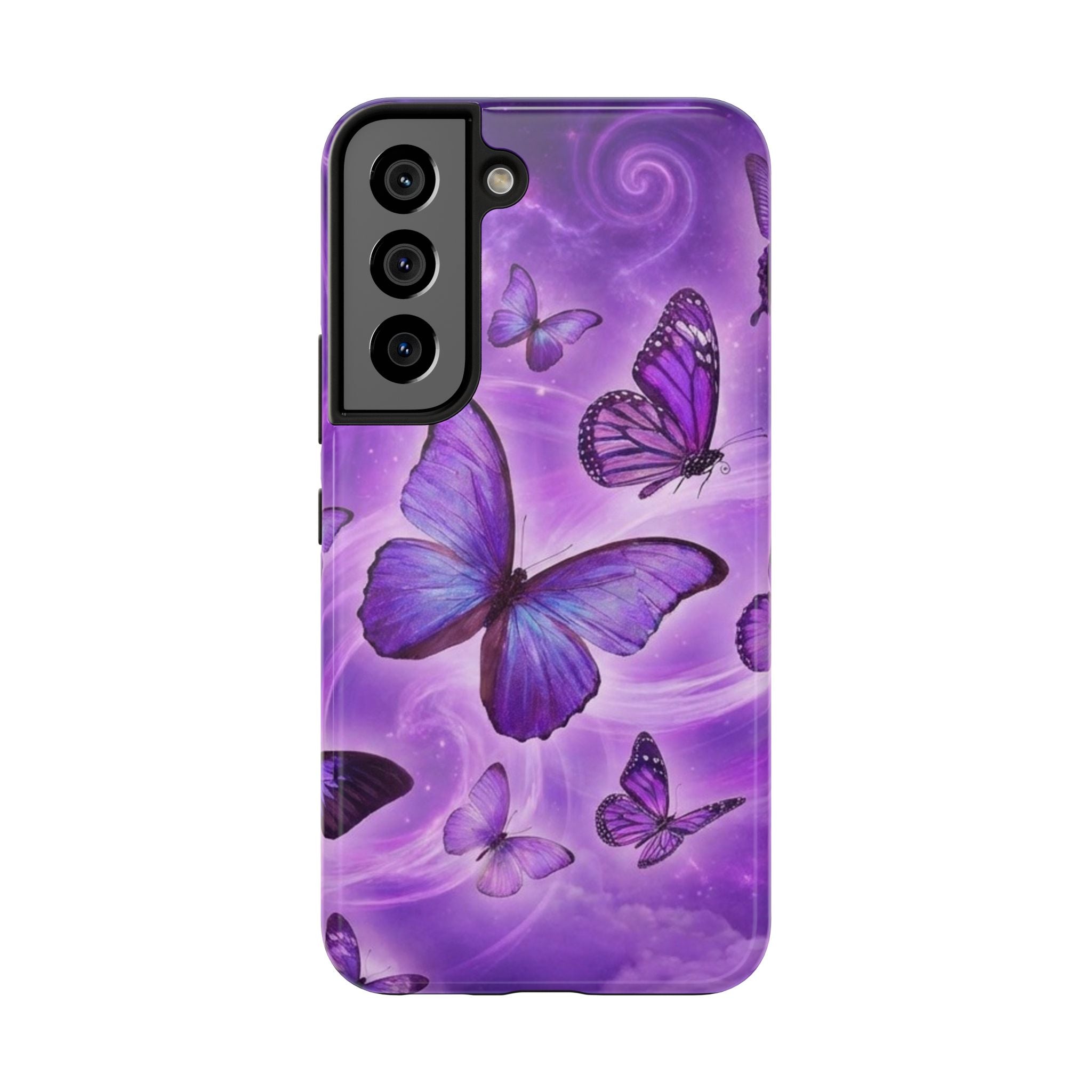 Purple Butterfly Tough Phone Case — Protective iPhone Case with Violet Butterflies