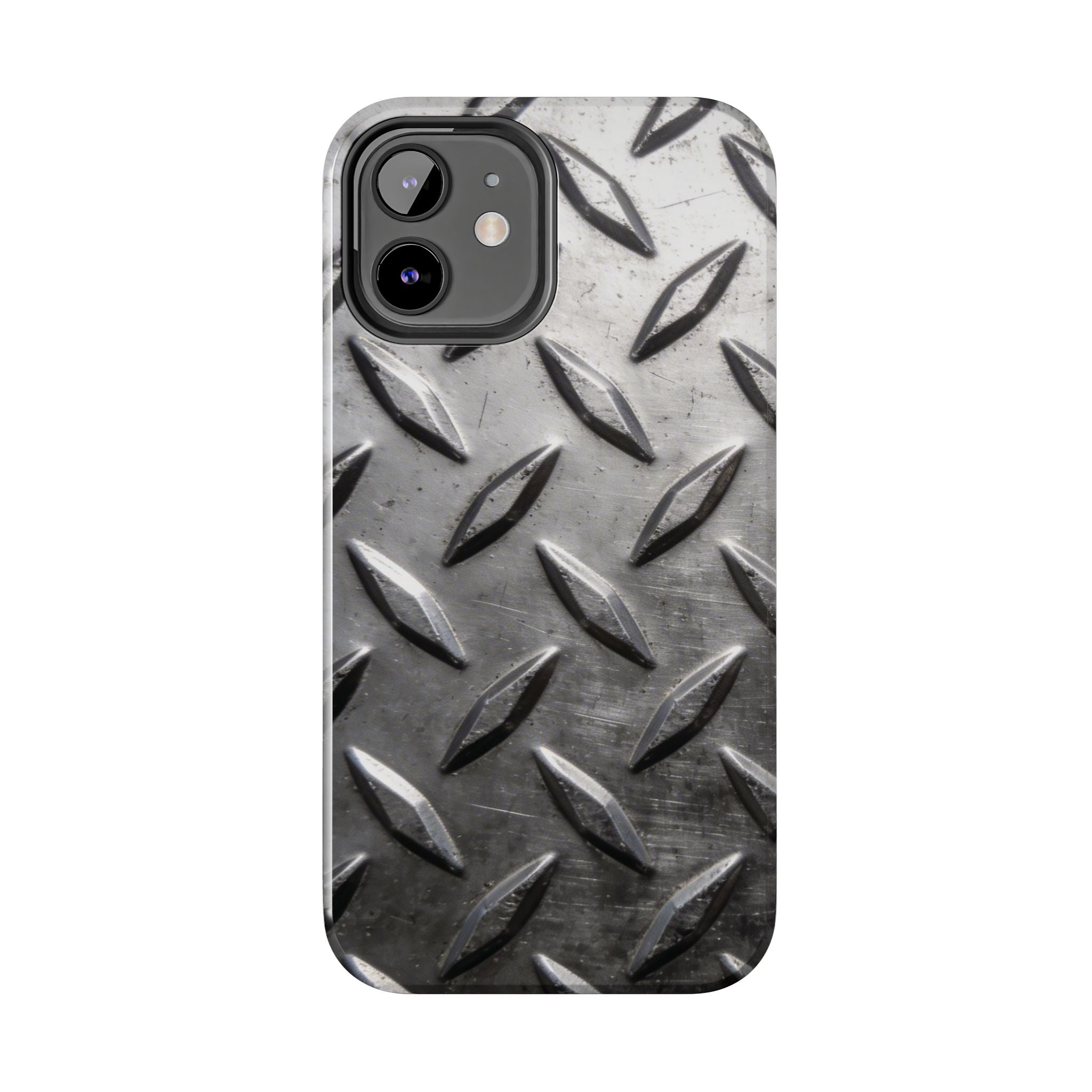 Diamond Plate Tough Phone Case — Industrial Metal Texture Protective Cover