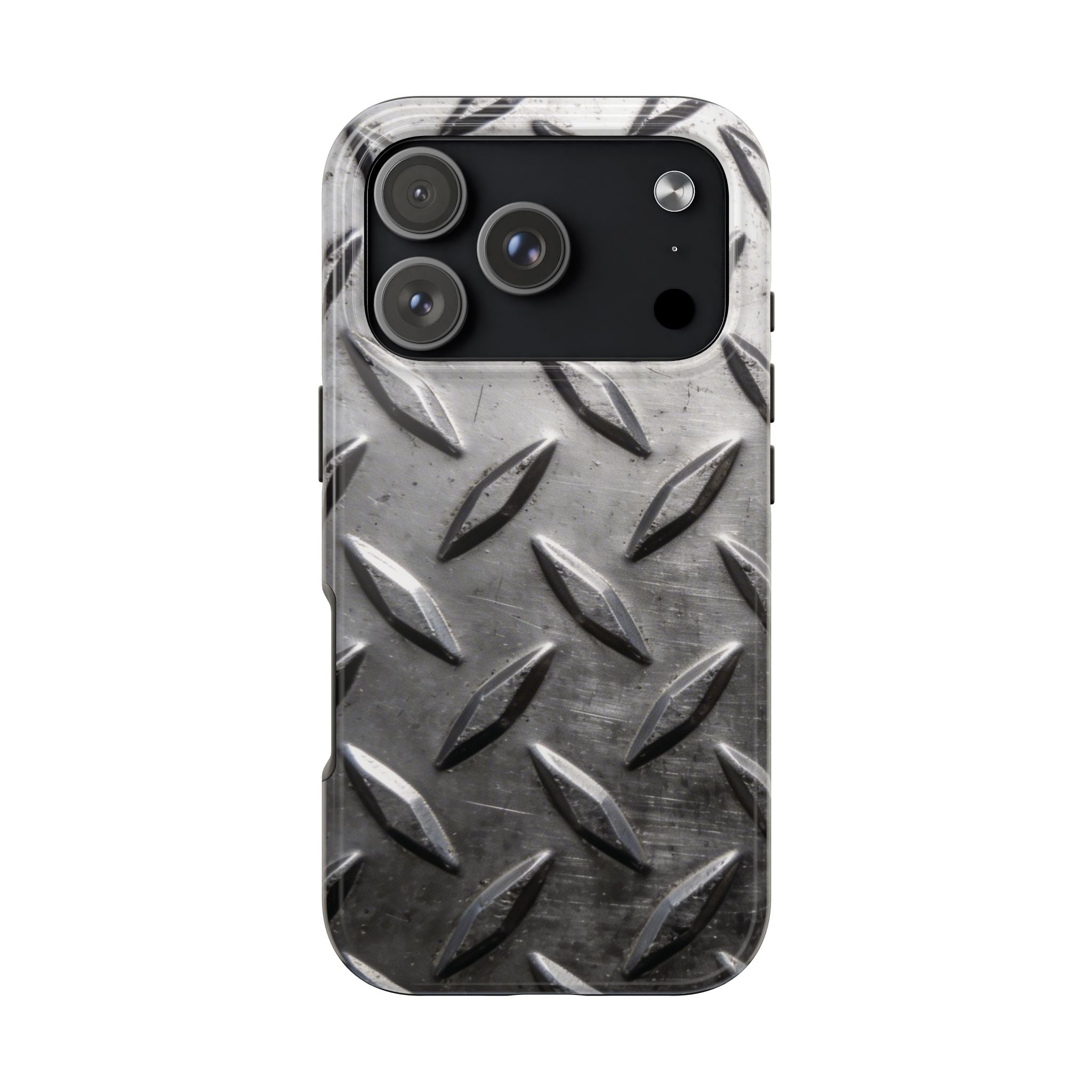 Diamond Plate Tough Phone Case — Industrial Metal Texture Protective Cover