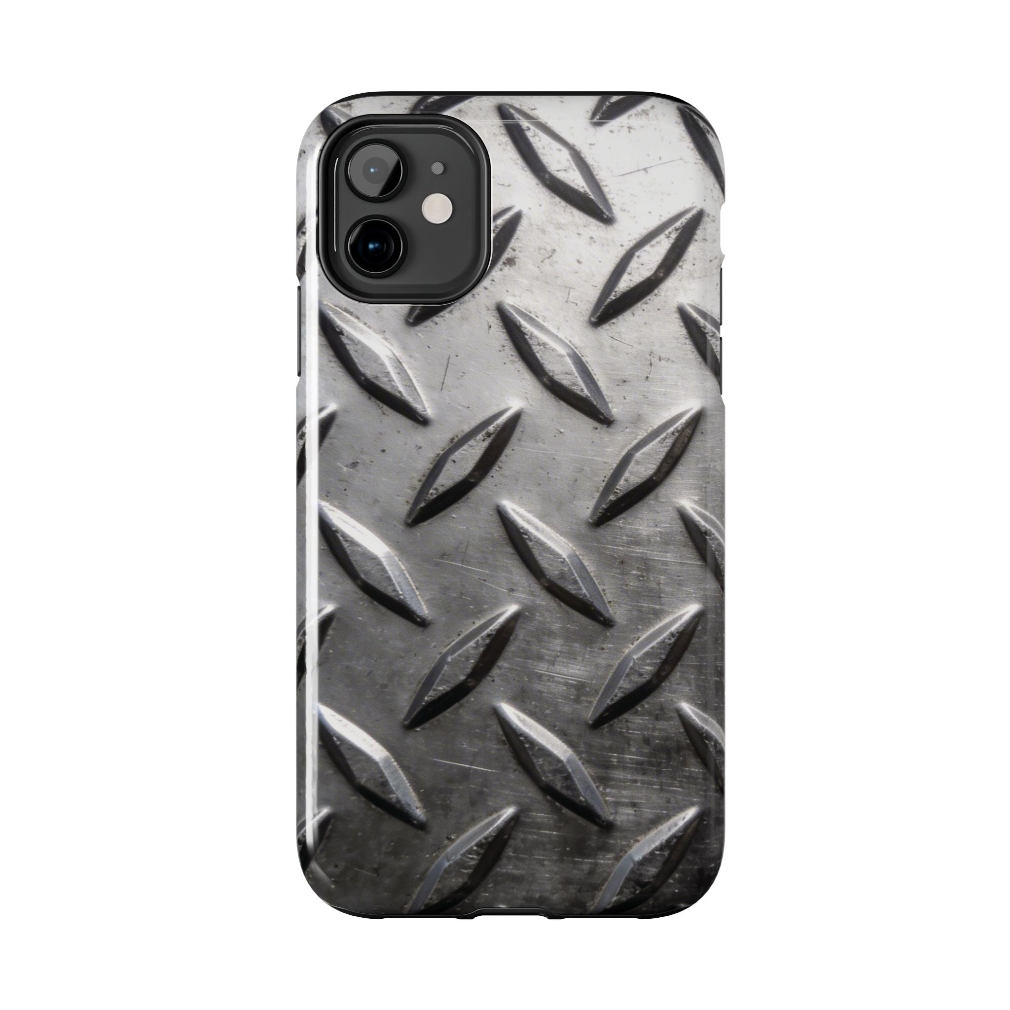 Diamond Plate Tough Phone Case — Industrial Metal Texture Protective Cover