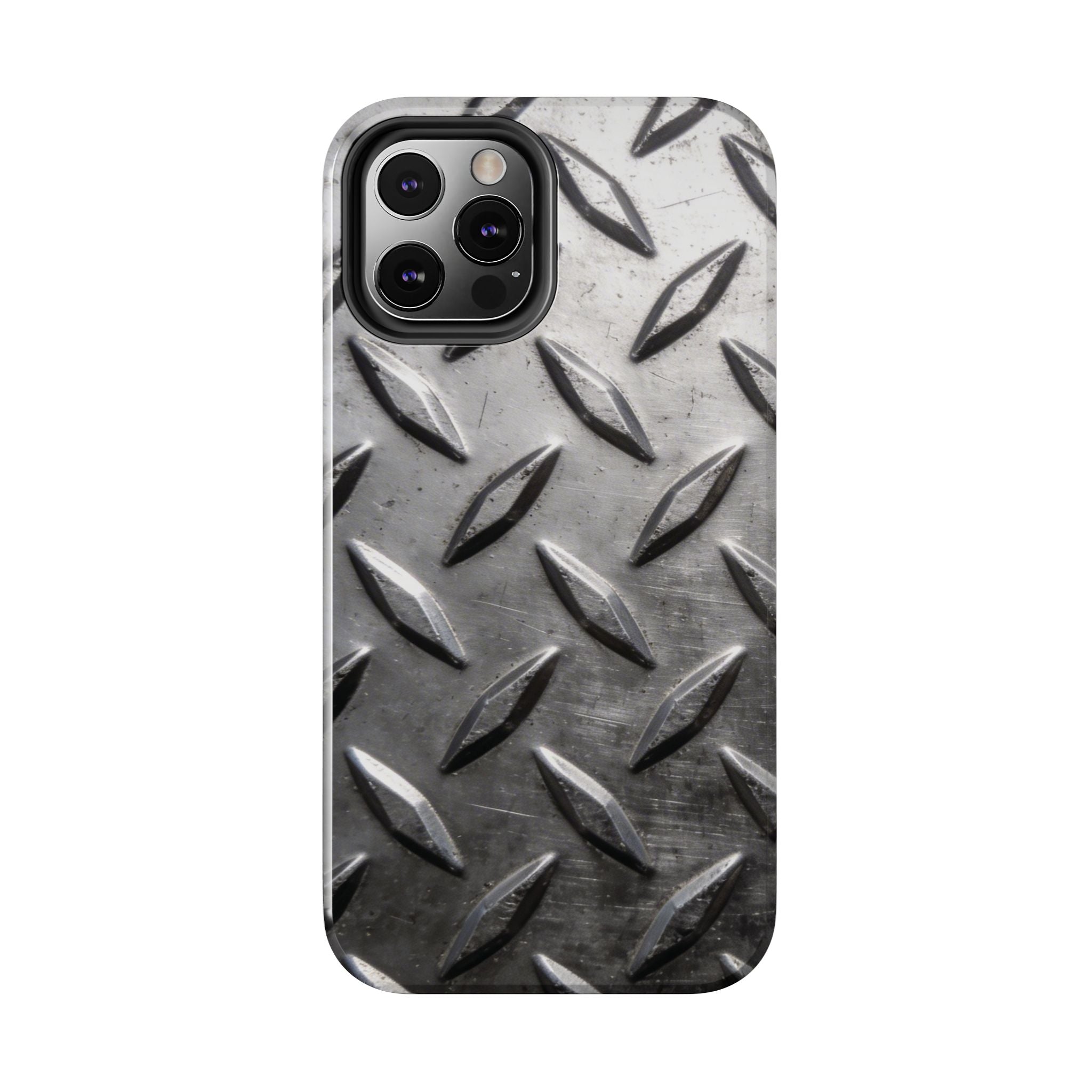 Diamond Plate Tough Phone Case — Industrial Metal Texture Protective Cover