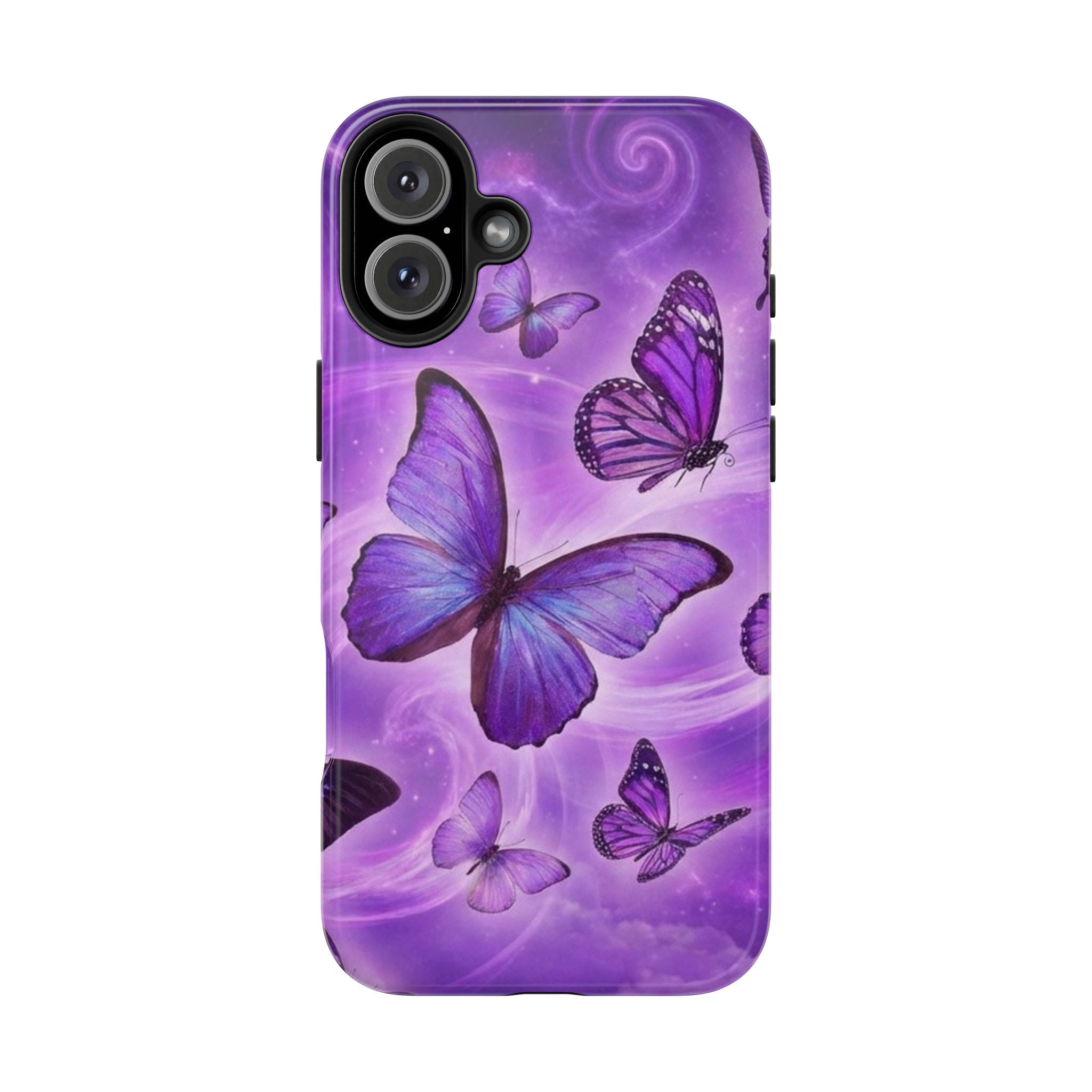 Purple Butterfly Tough Phone Case — Protective iPhone Case with Violet Butterflies