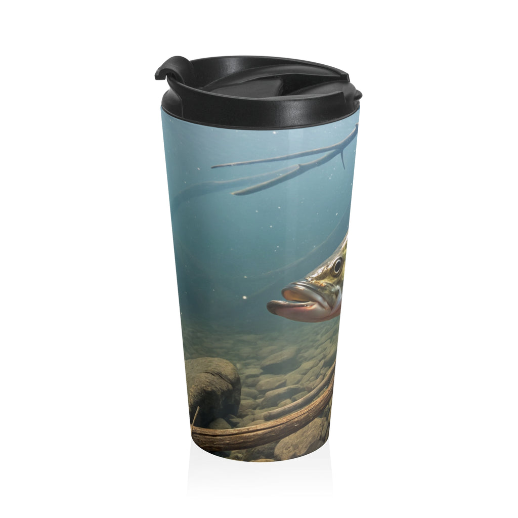Bass Underwater Stainless Steel Travel Mug — Fishing Travel Tumbler