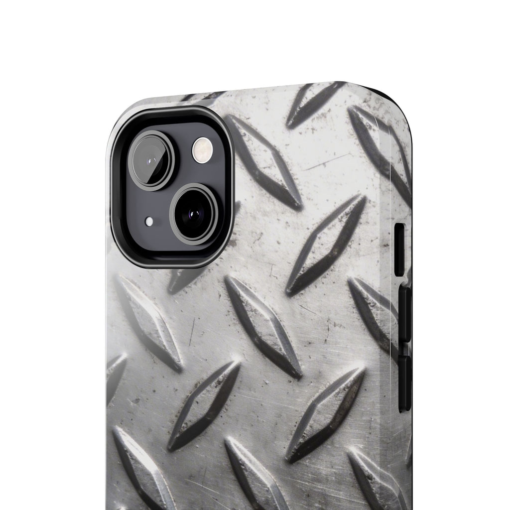 Diamond Plate Tough Phone Case — Industrial Metal Texture Protective Cover