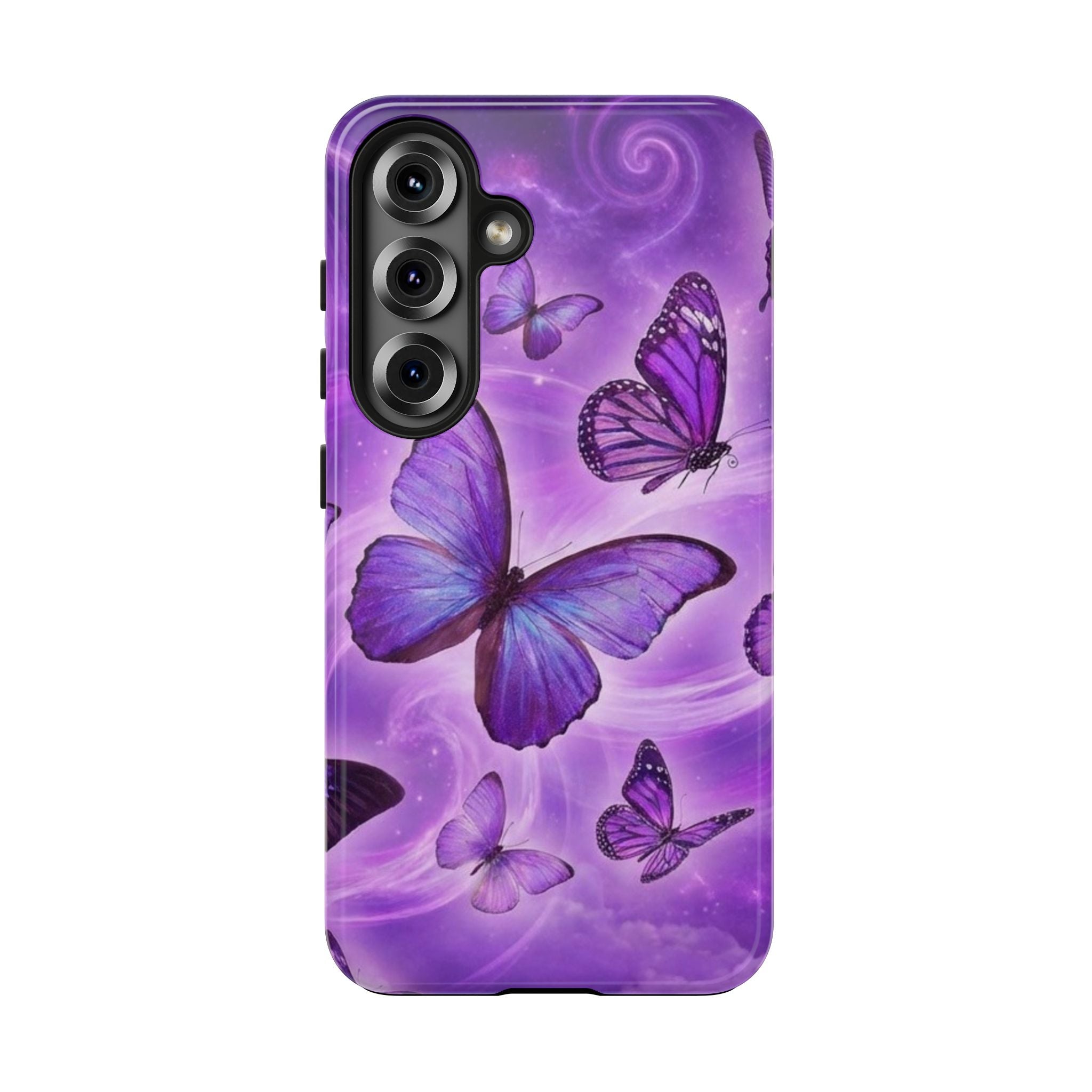 Purple Butterfly Tough Phone Case — Protective iPhone Case with Violet Butterflies