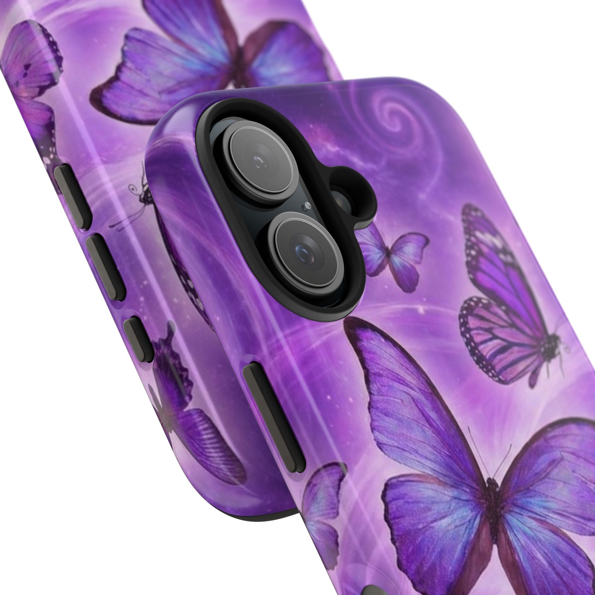 Purple Butterfly Tough Phone Case — Protective iPhone Case with Violet Butterflies
