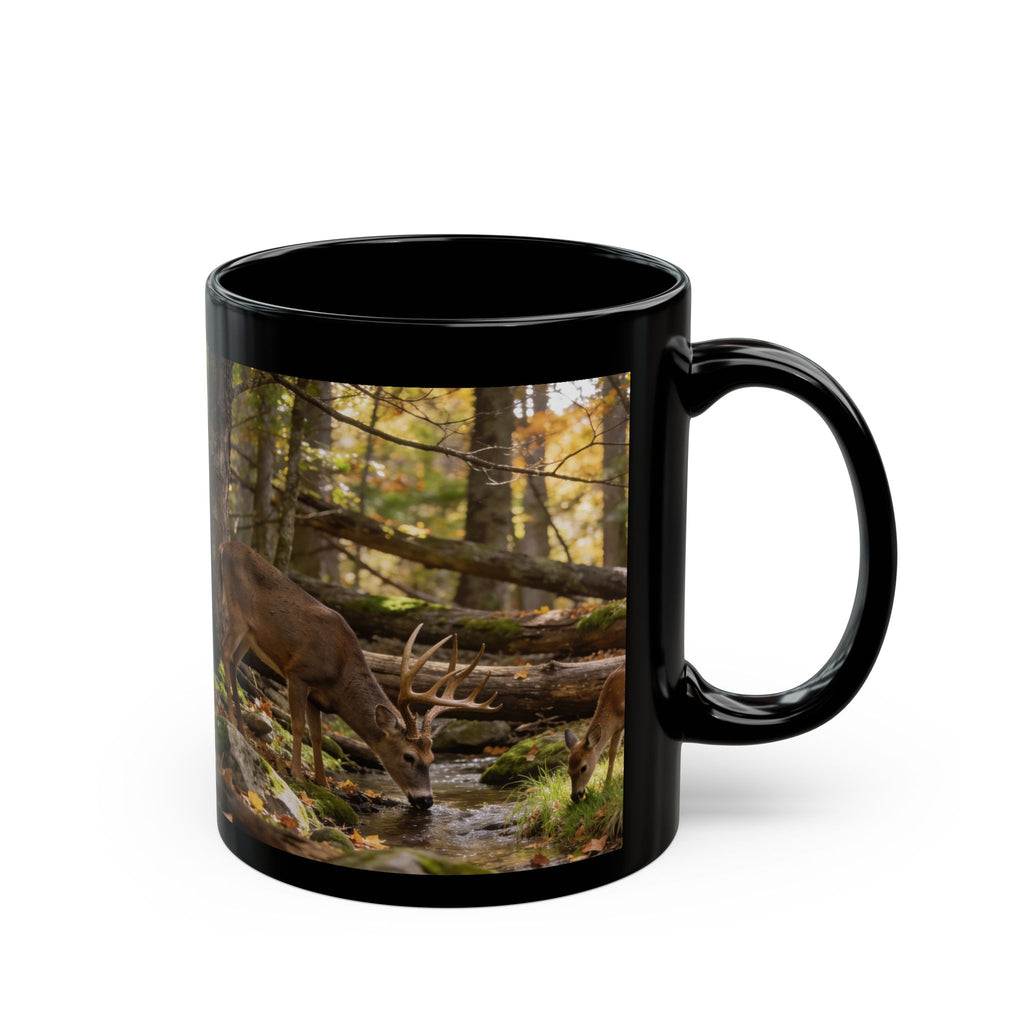 Wildlife Forest Mug — Black Bear & Deer Nature Coffee Cup (11oz/15oz)