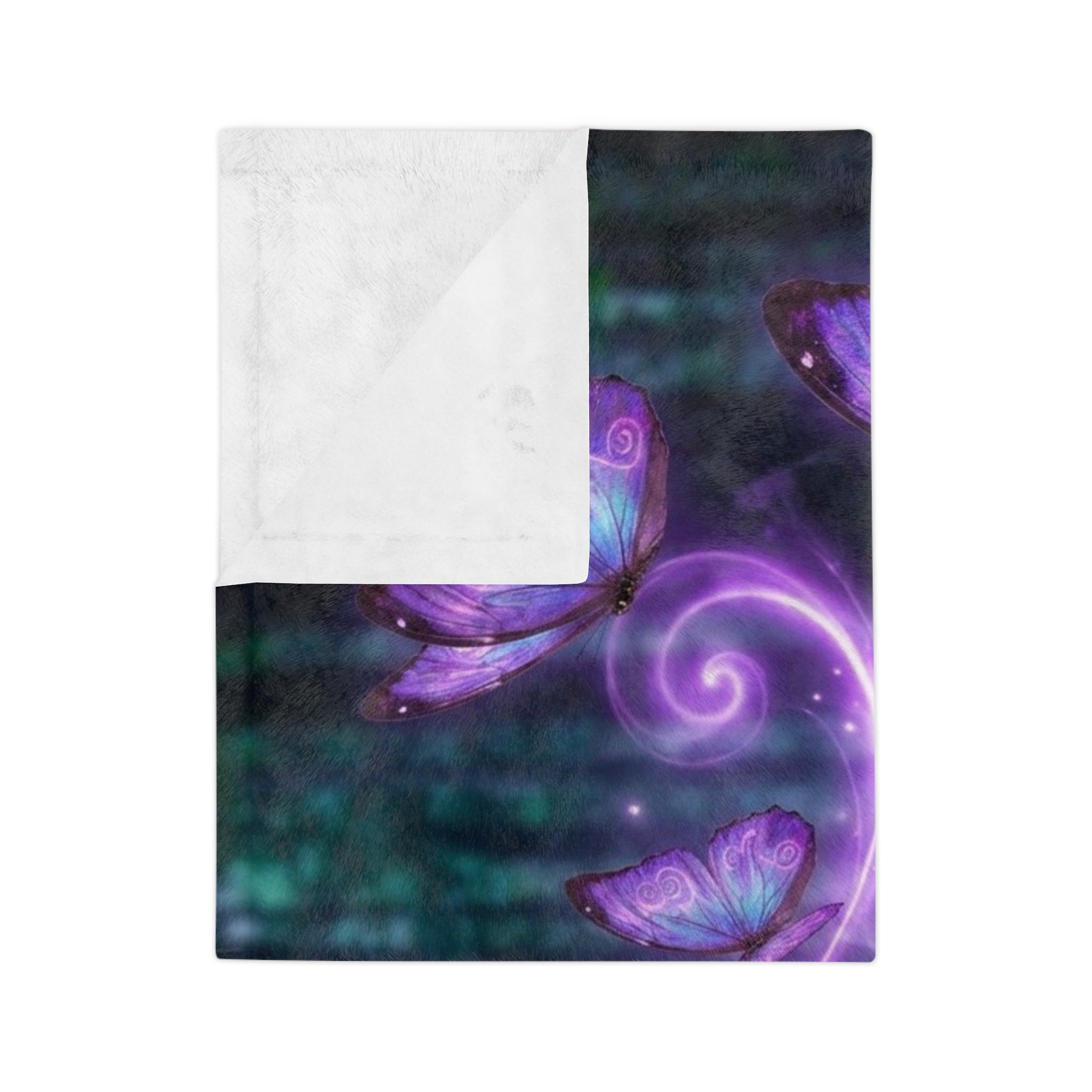Butterfly Velvet Blanket — Purple Mystic Butterflies Velveteen Microfiber Throw