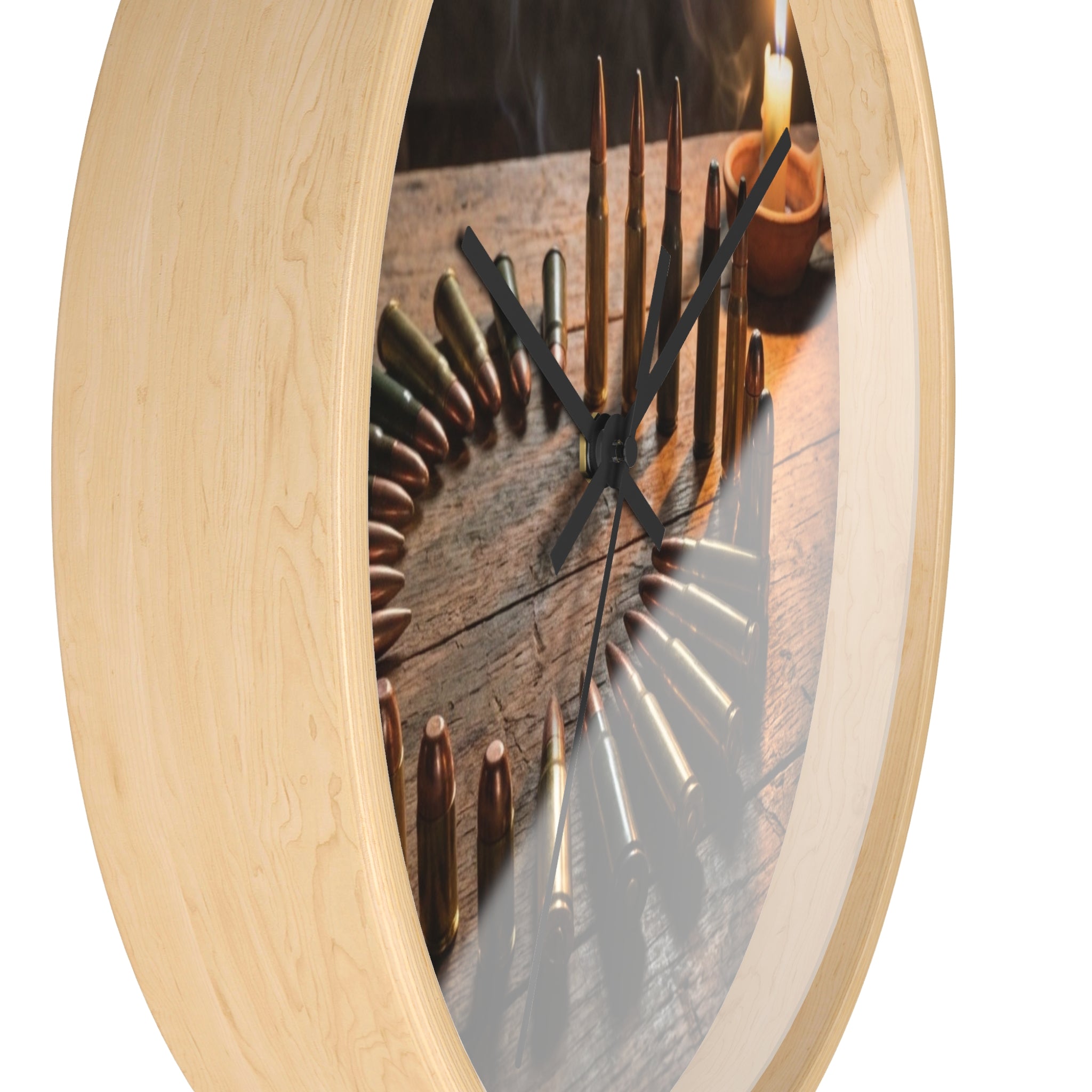 Ammunition Rustic Bullet Wall Clock — Vintage Ammo Decor for Hunters & Gun Enthusiasts