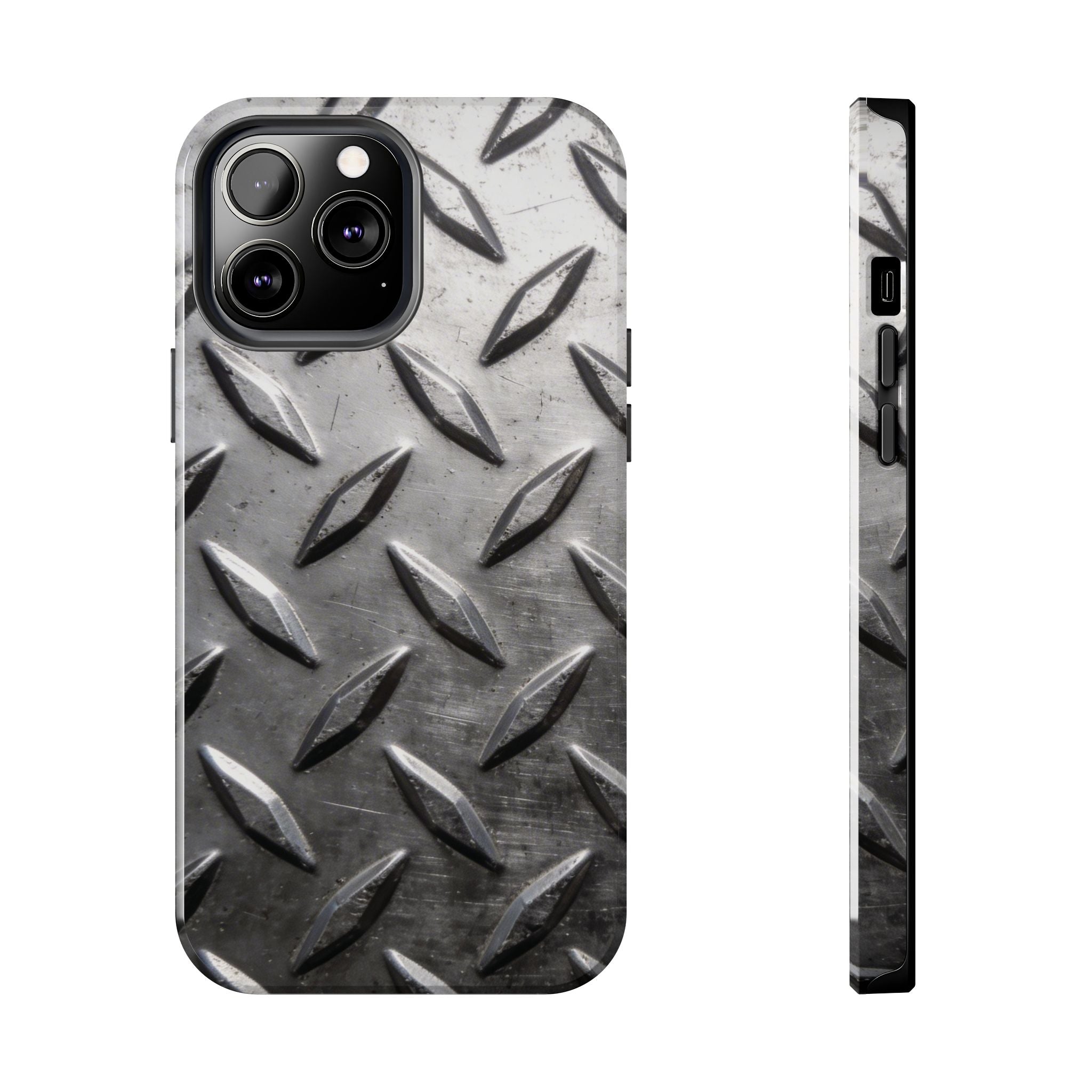 Diamond Plate Tough Phone Case — Industrial Metal Texture Protective Cover