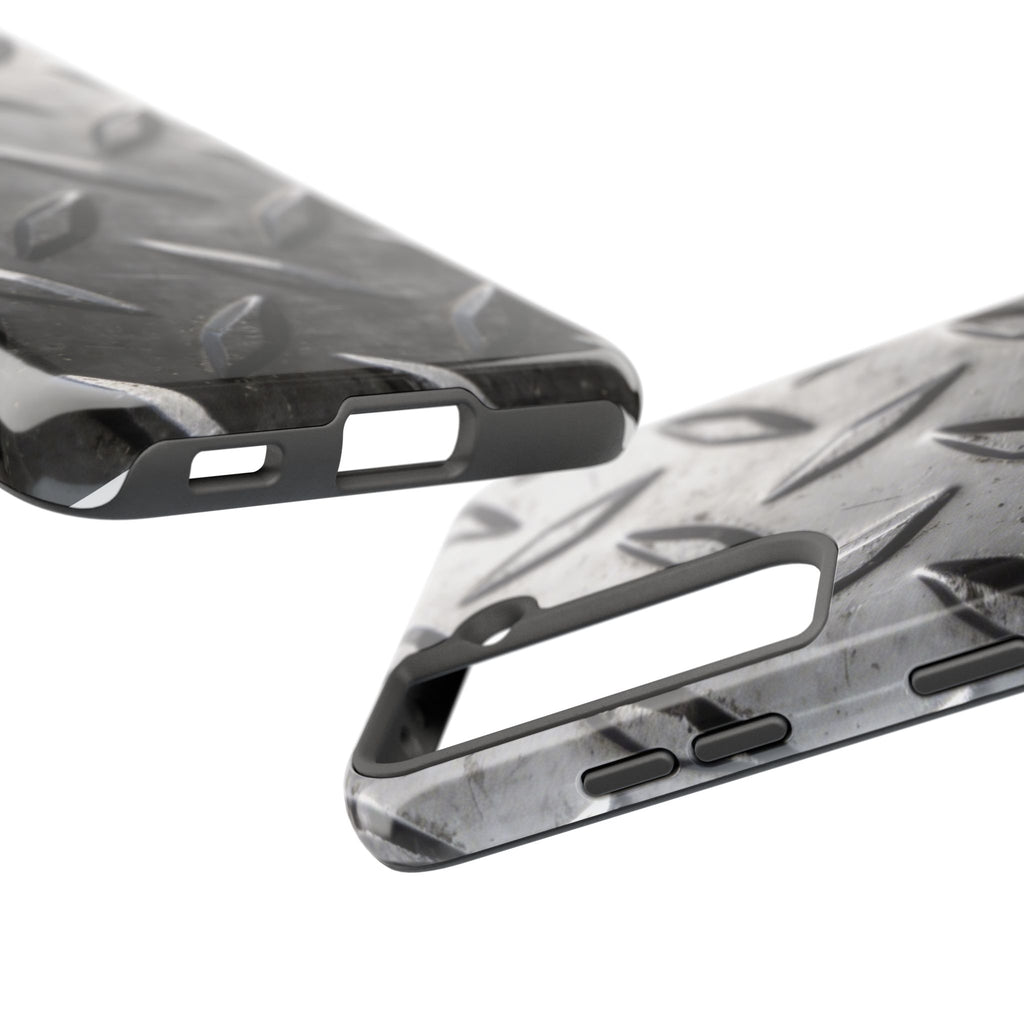 Diamond Plate Tough Phone Case — Industrial Metal Texture Protective Cover