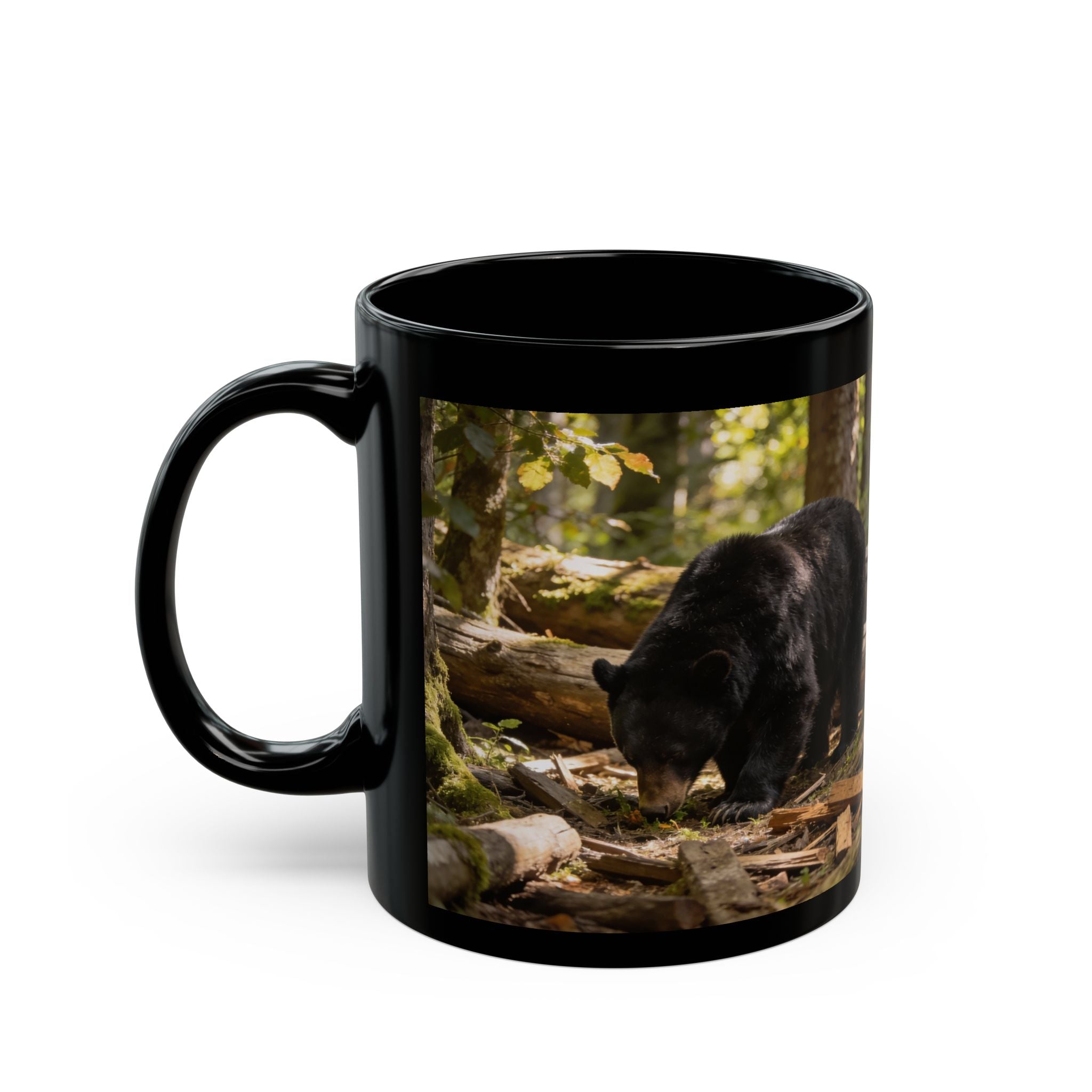 Wildlife Forest Mug — Black Bear & Deer Nature Coffee Cup (11oz/15oz)