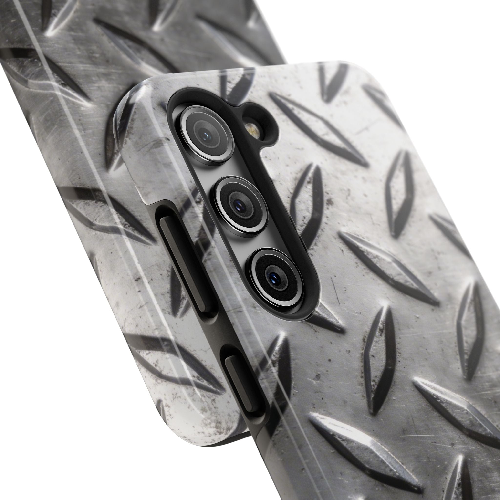 Diamond Plate Tough Phone Case — Industrial Metal Texture Protective Cover