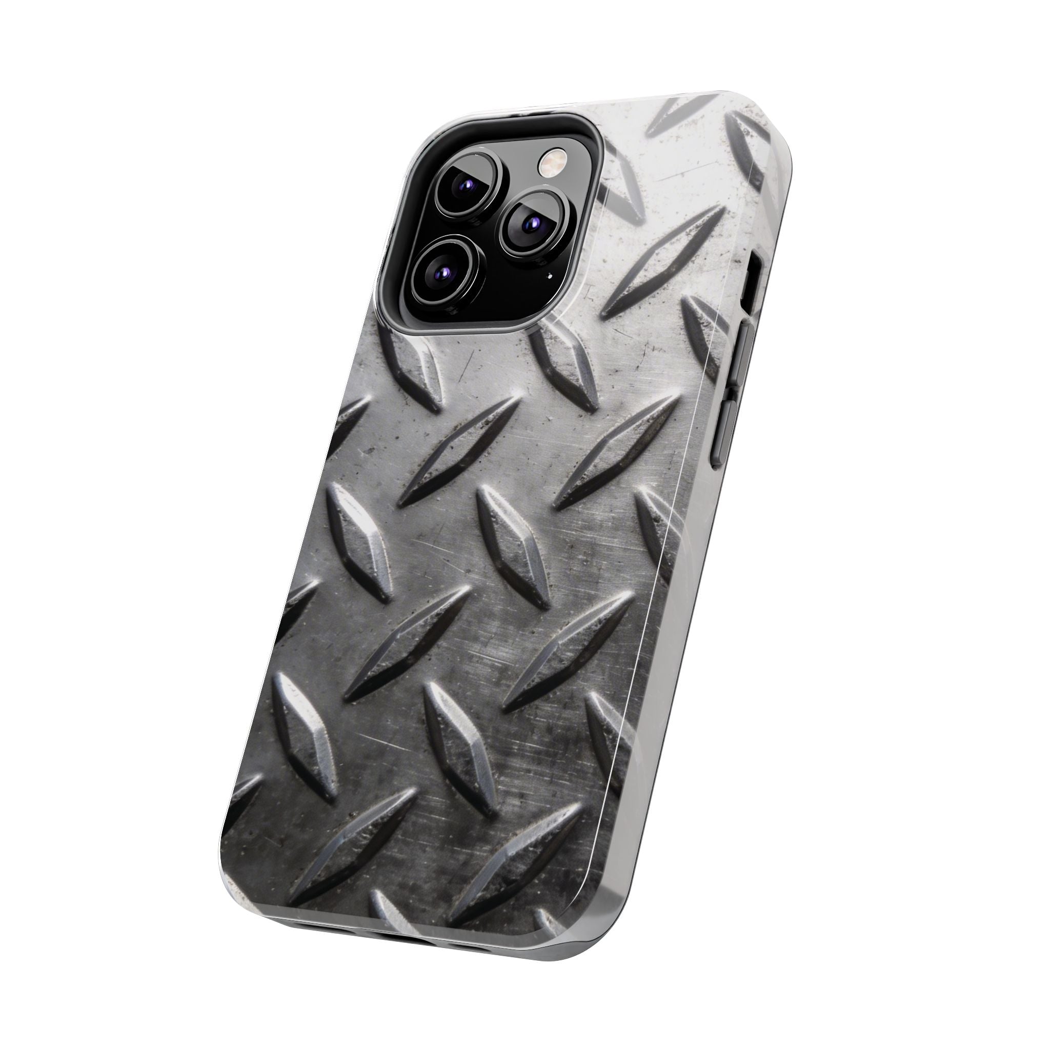Diamond Plate Tough Phone Case — Industrial Metal Texture Protective Cover