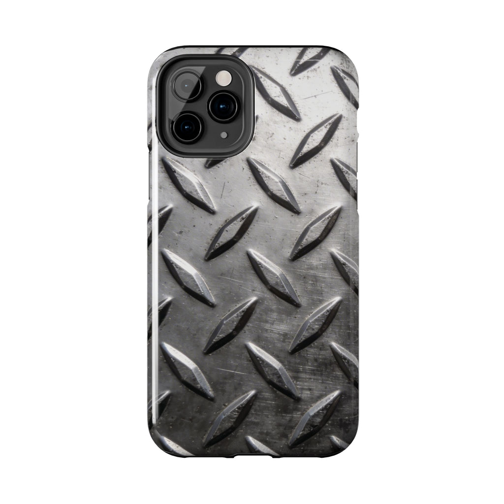 Diamond Plate Tough Phone Case — Industrial Metal Texture Protective Cover