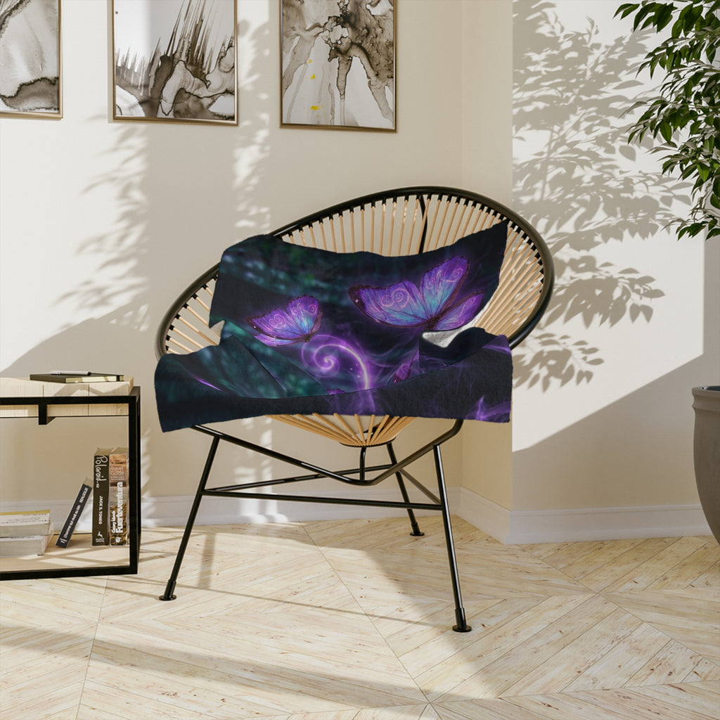 Butterfly Velvet Blanket — Purple Mystic Butterflies Velveteen Microfiber Throw