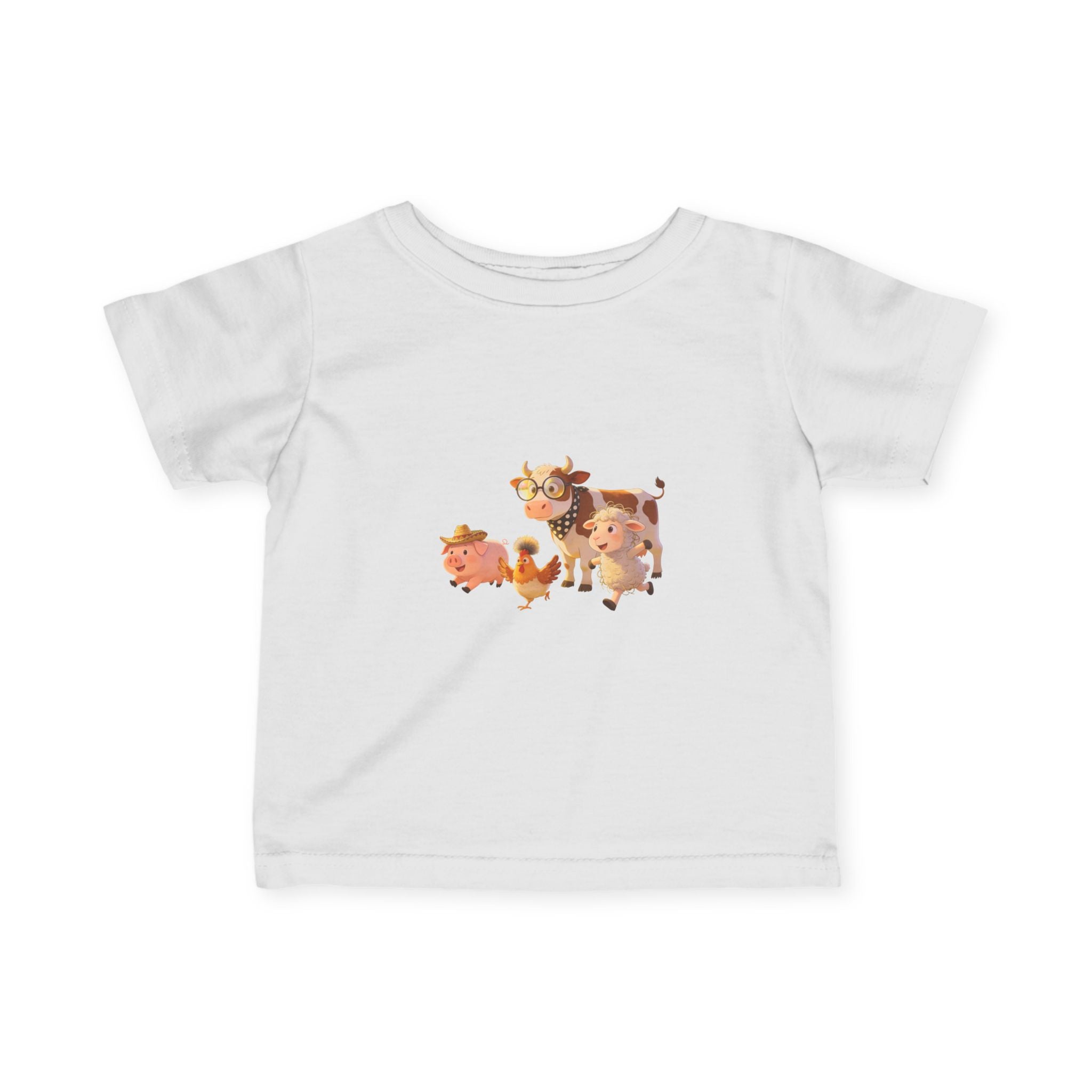 Toddler T-Shirt — Cute Farm Friends Graphic Tee (Cow, Pig, Chicken, Lamb)