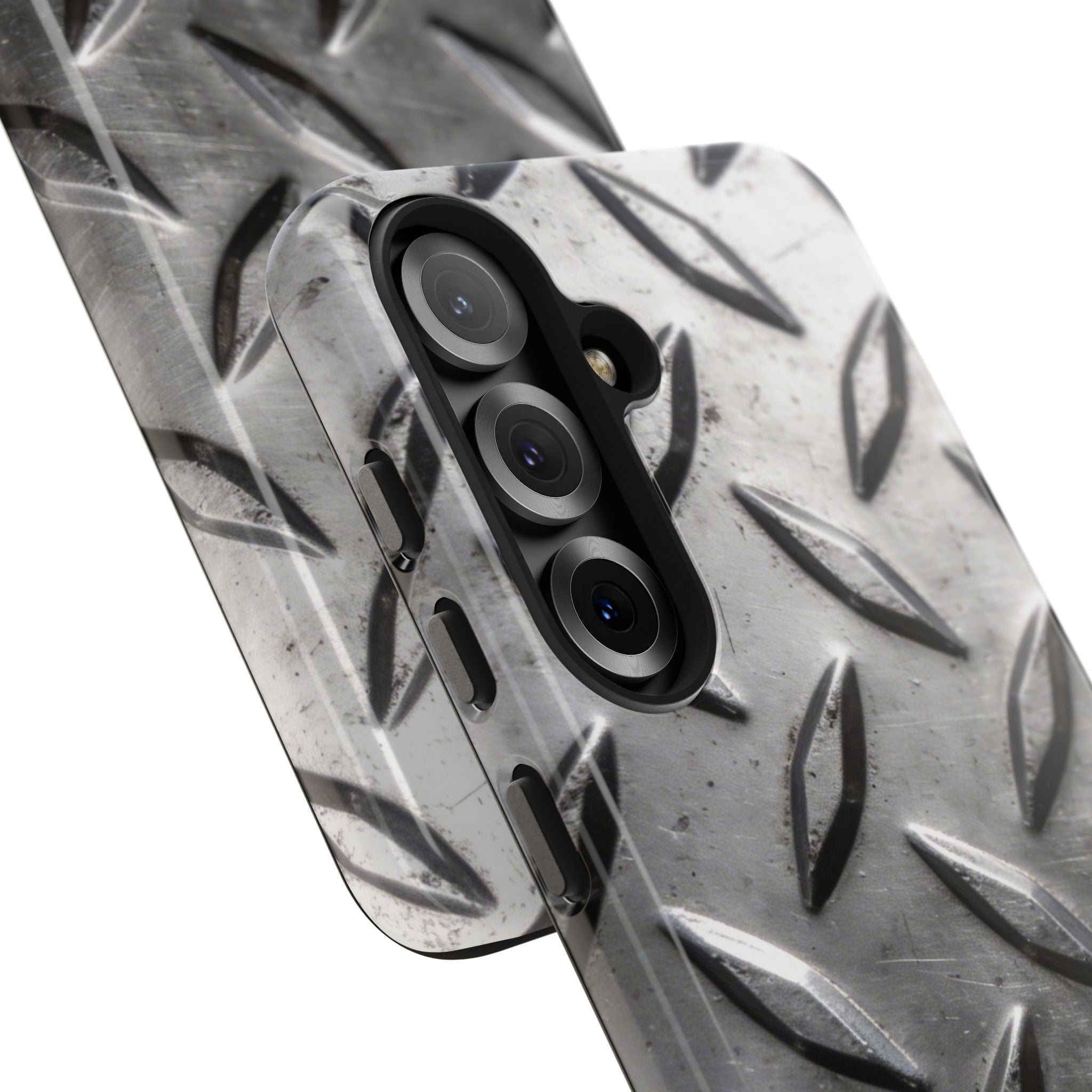 Diamond Plate Tough Phone Case — Industrial Metal Texture Protective Cover