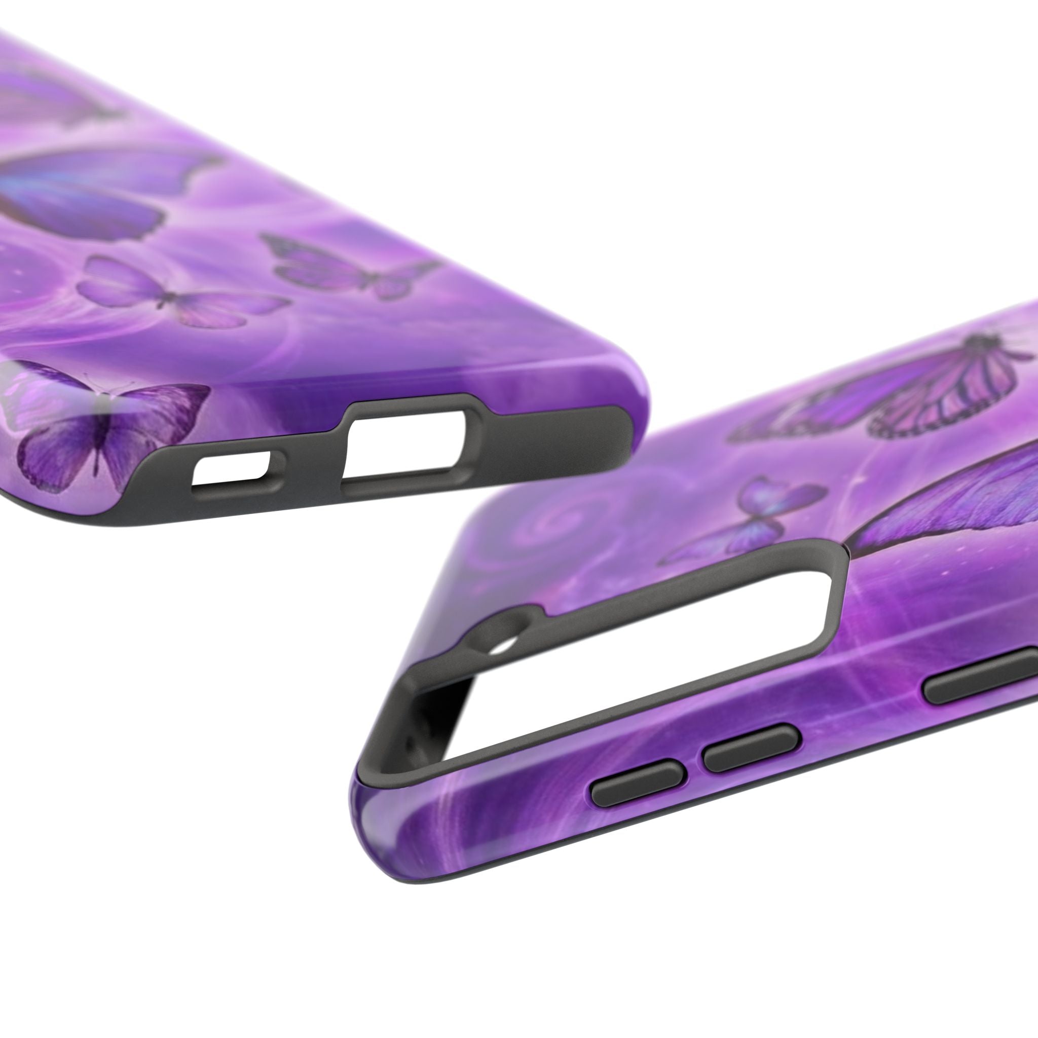 Purple Butterfly Tough Phone Case — Protective iPhone Case with Violet Butterflies