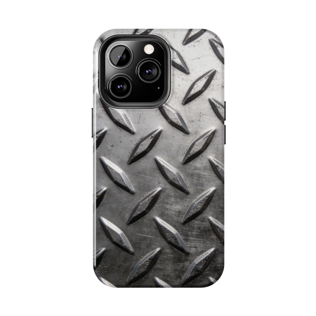 Diamond Plate Tough Phone Case — Industrial Metal Texture Protective Cover