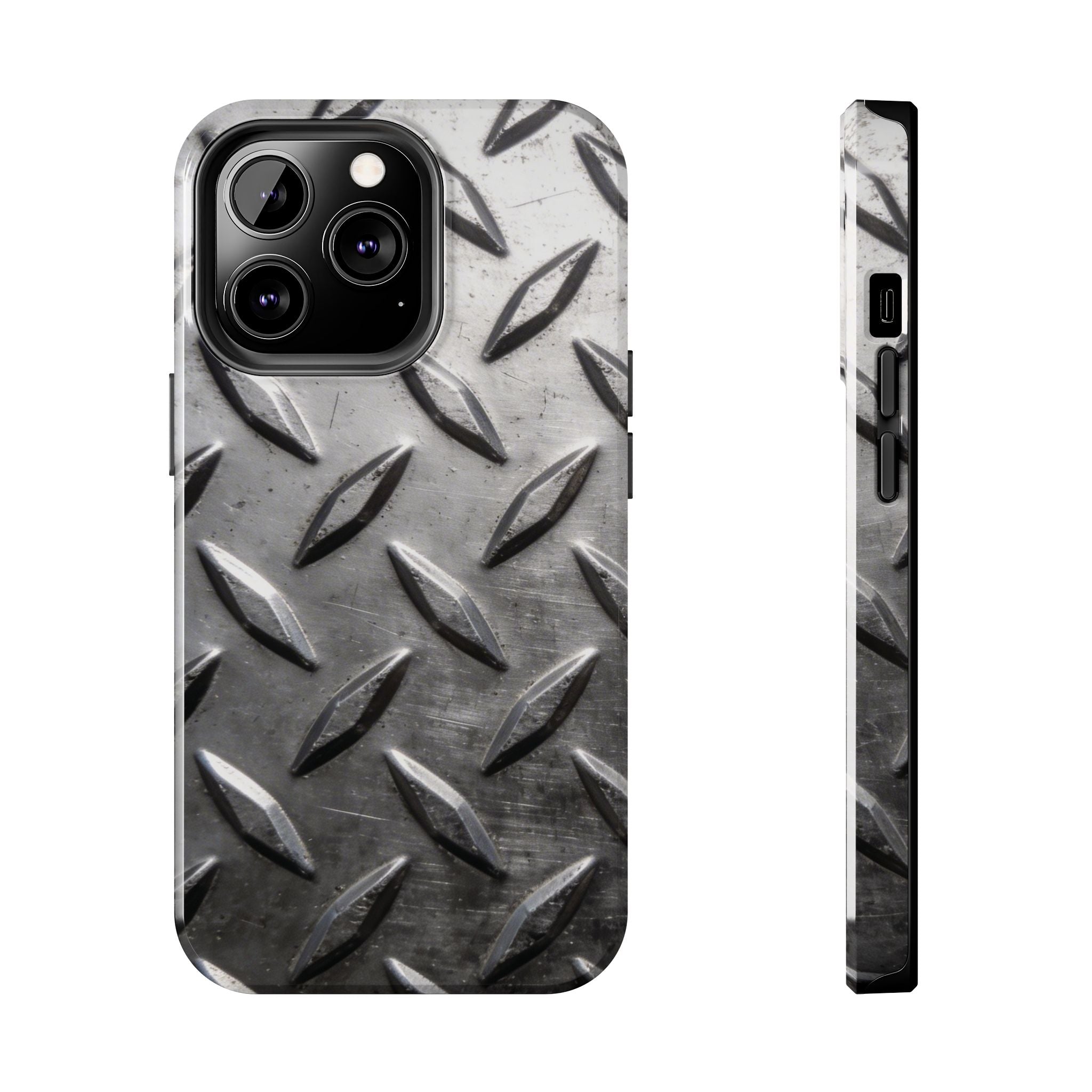Diamond Plate Tough Phone Case — Industrial Metal Texture Protective Cover