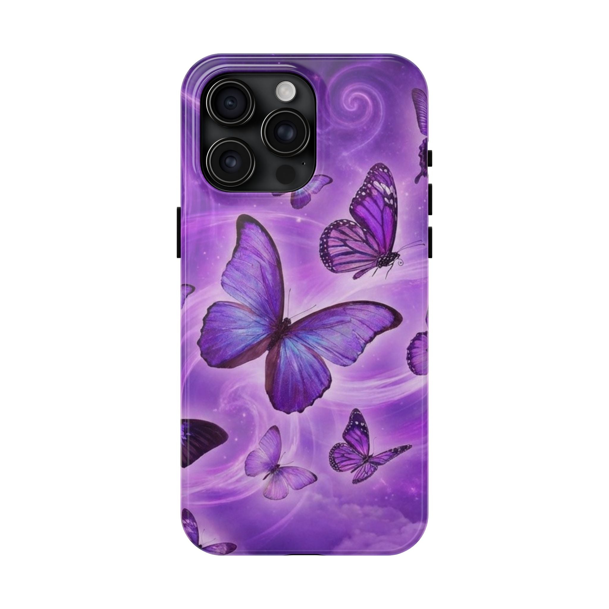 Purple Butterfly Tough Phone Case — Protective iPhone Case with Violet Butterflies