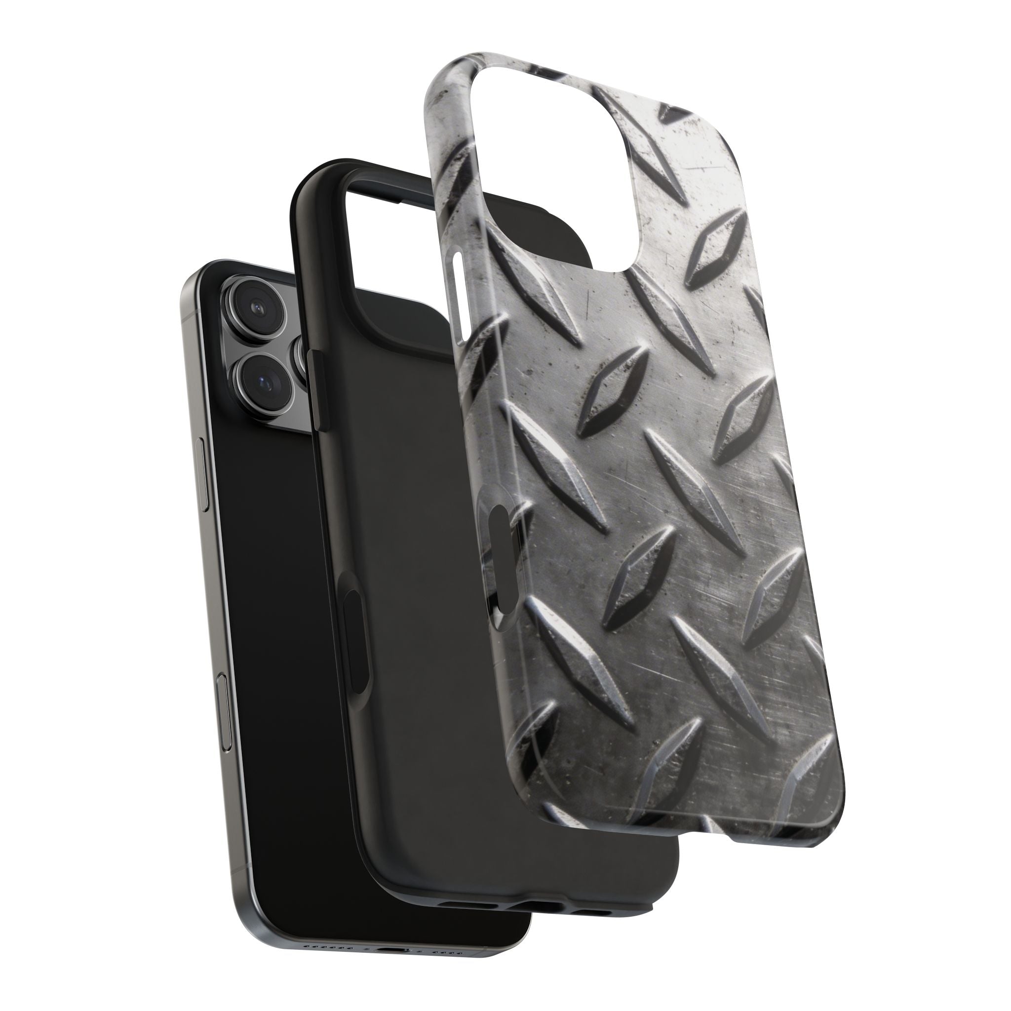 Diamond Plate Tough Phone Case — Industrial Metal Texture Protective Cover